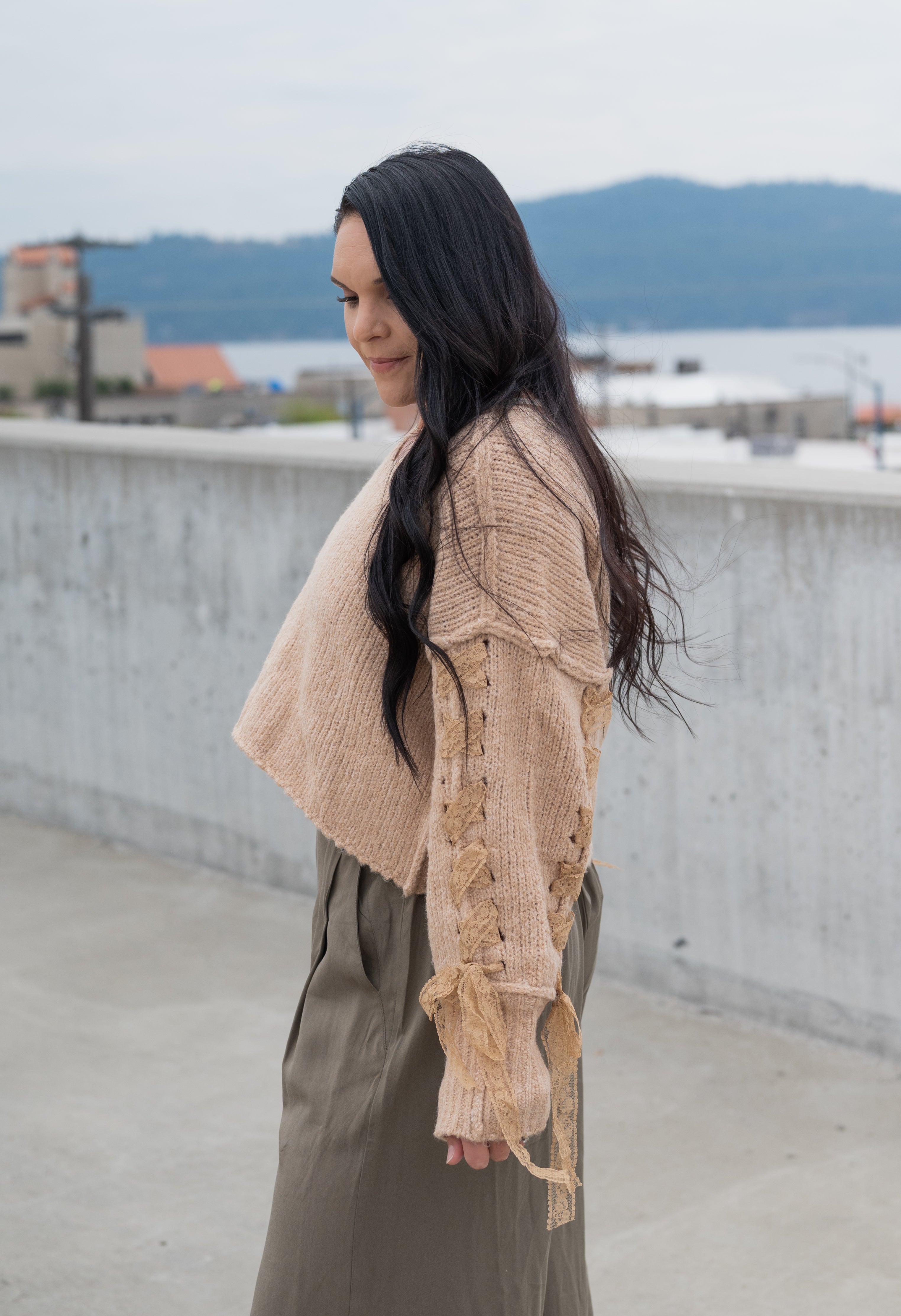 EMILEE LACE-UP SWEATER