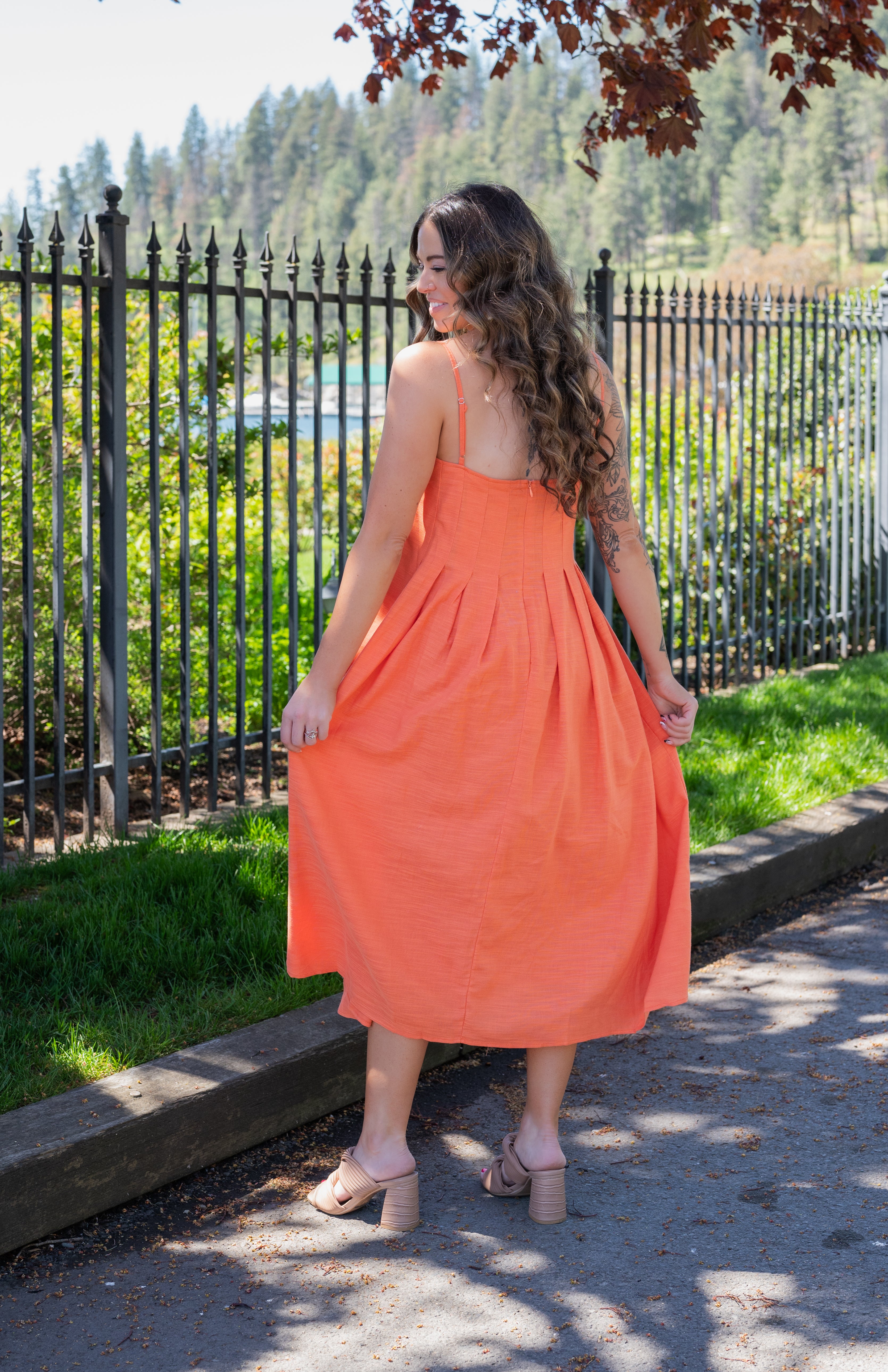 GOOD DAY PLEATED MIDI DRESS