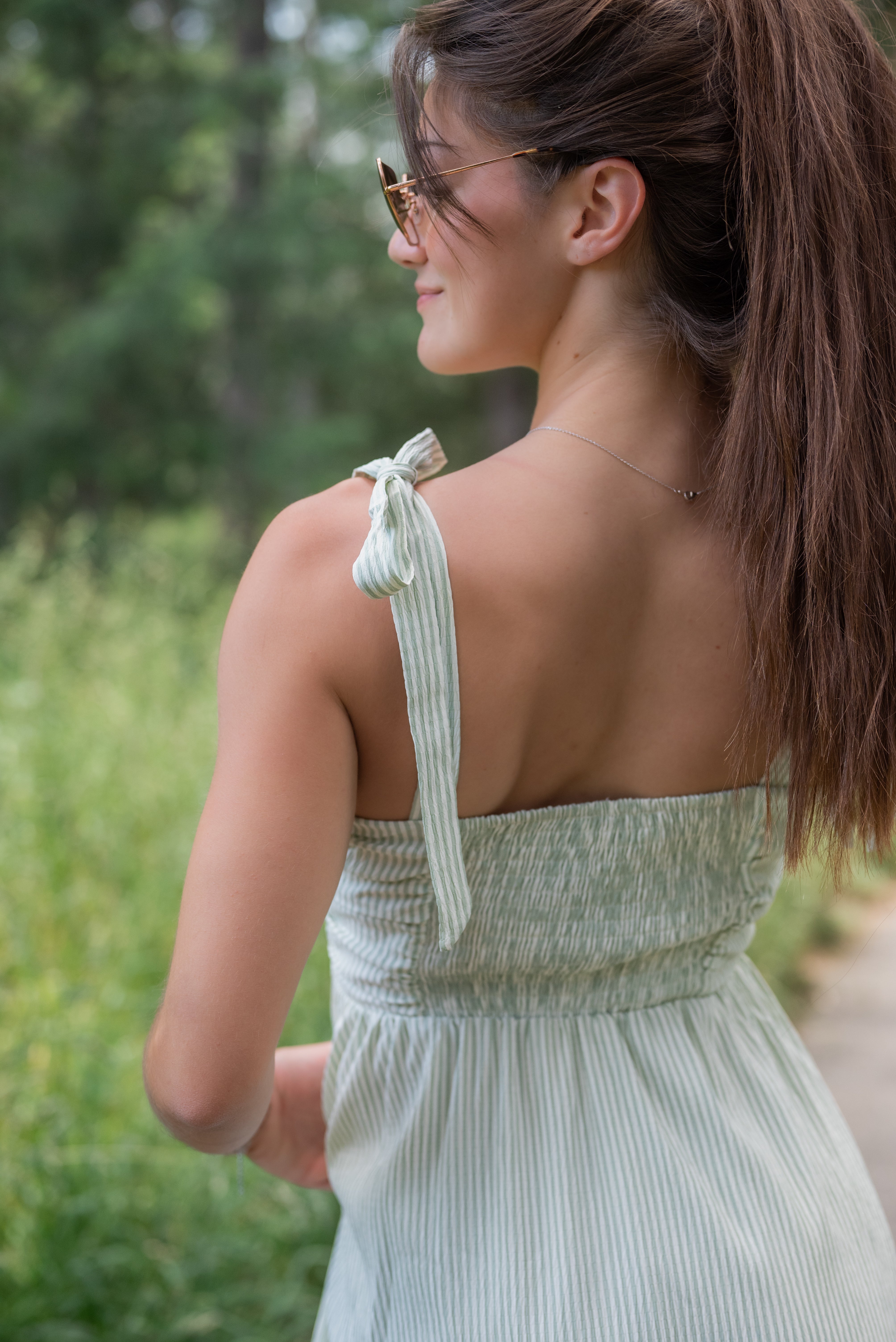 SEE ME STRIPE BOW MIDI DRESS