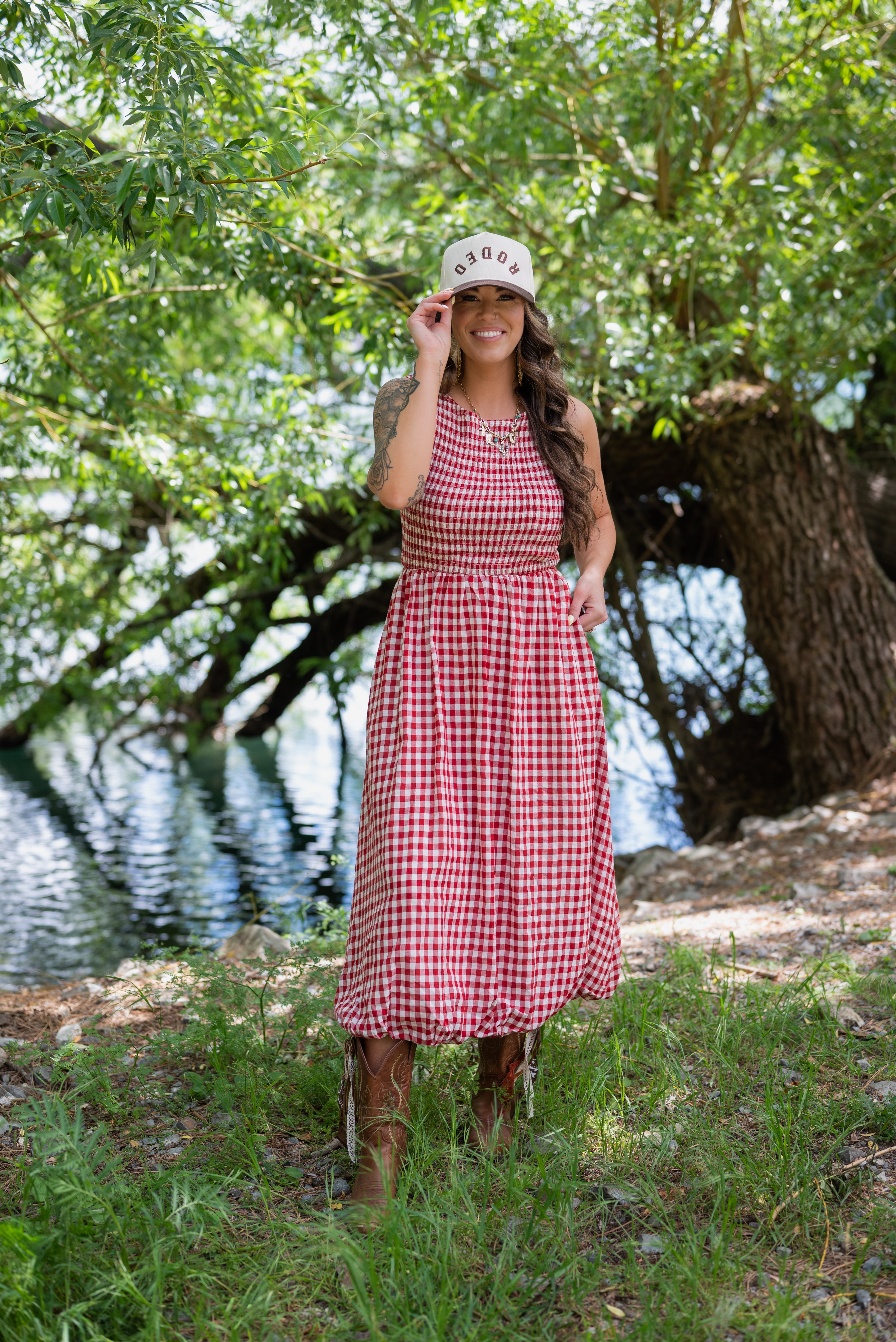 APPLE BUTTER MIDI DRESS
