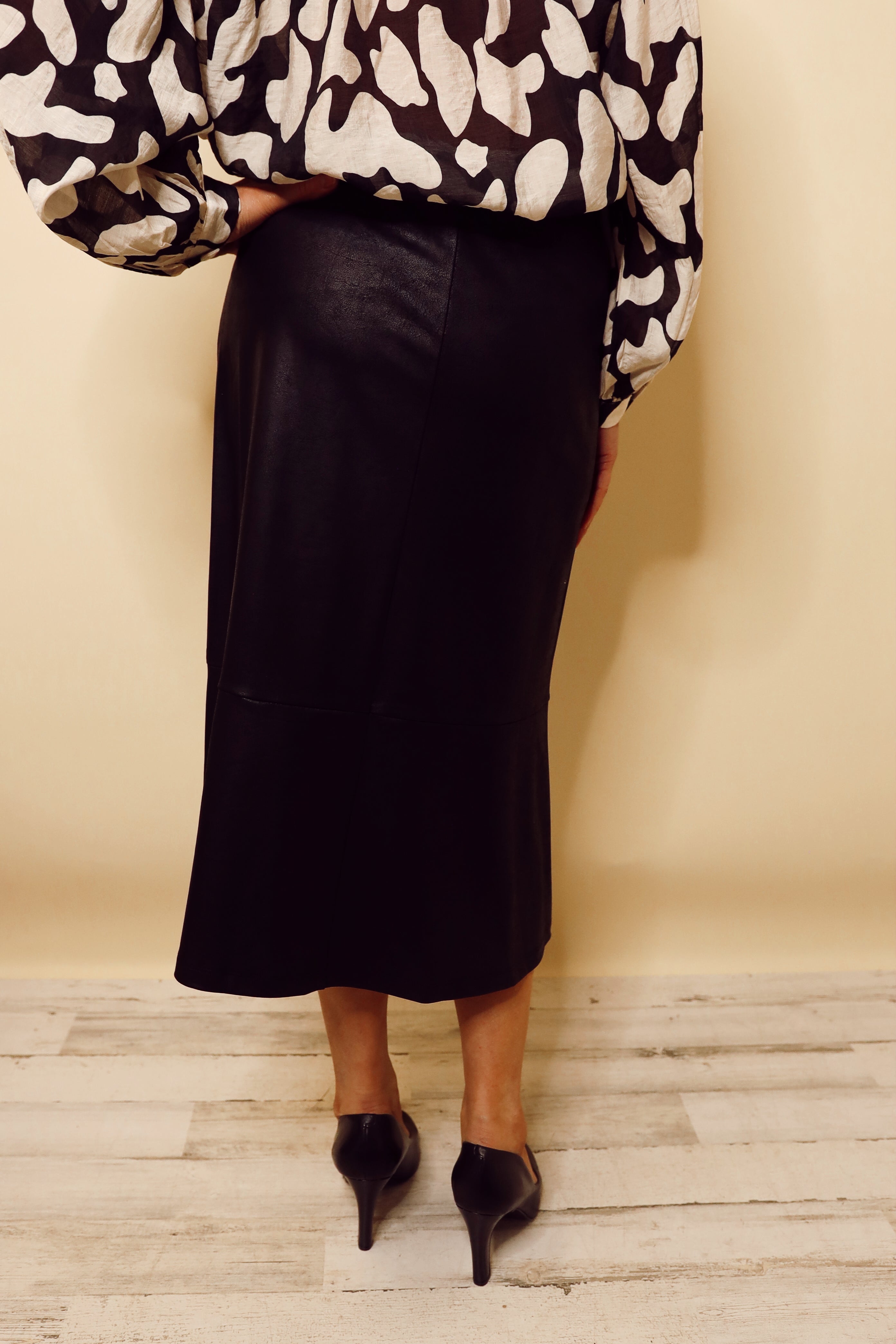 Liquid Leather™ Flounce Midi Skirt