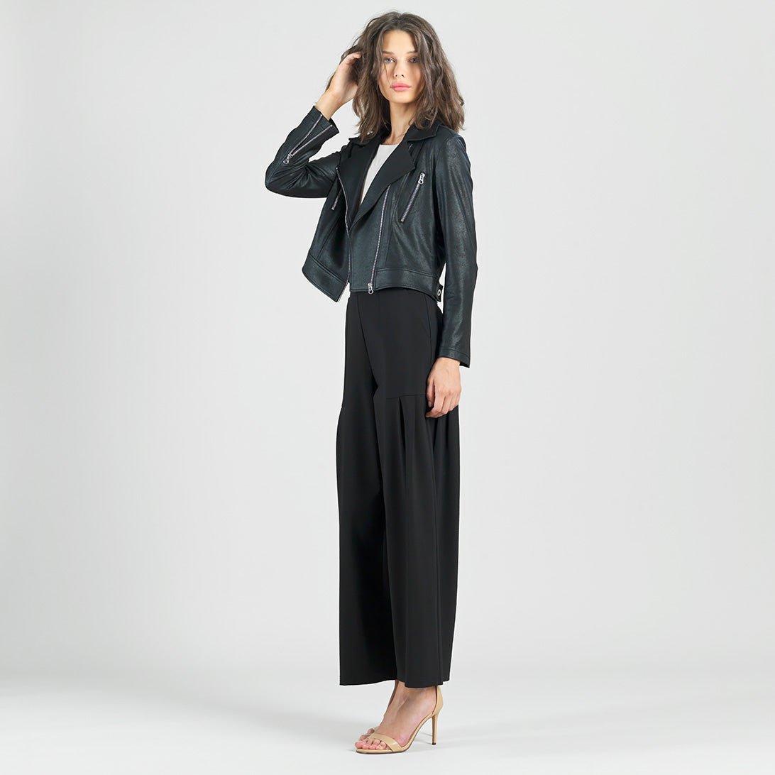 Liquid Leather™ Zip Cuff Moto Waist Jacket