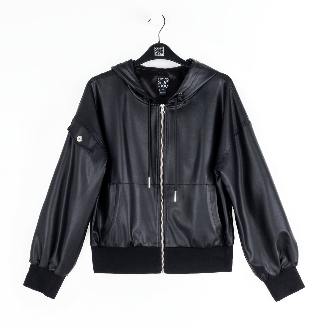 Liquid Leather™ Hooded Drawstring Track Jacket