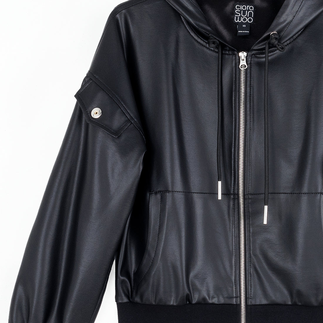 Liquid Leather™ Hooded Drawstring Track Jacket