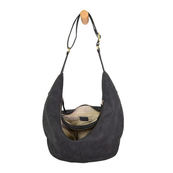 Rochelle Faux Suede Large Crescent Hobo Bag