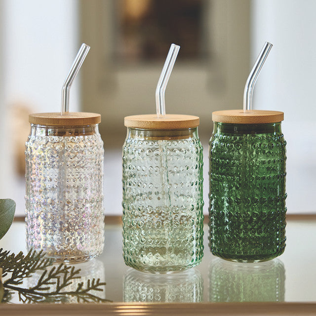 Glass Hobnail Tumbler Sage
