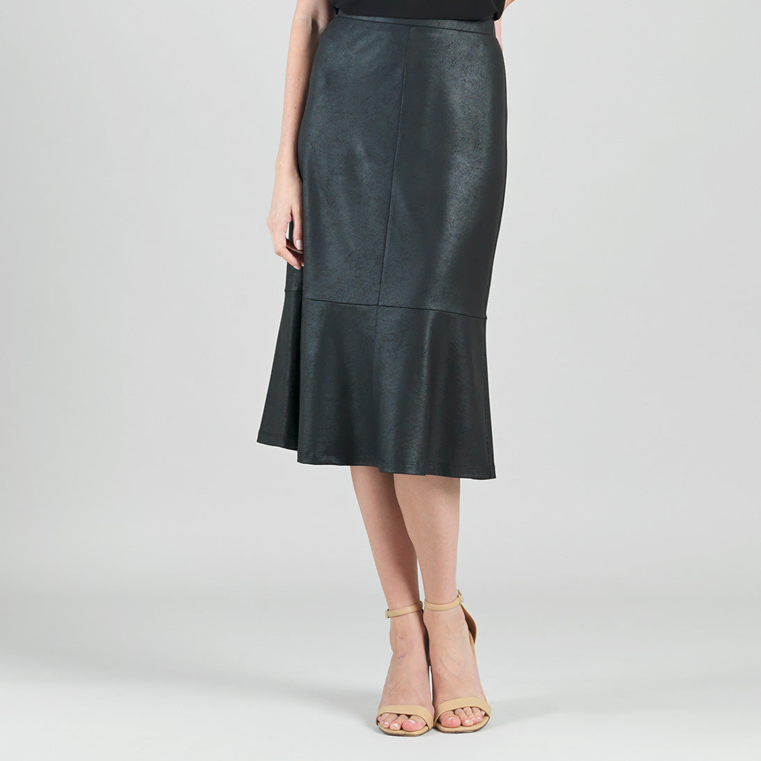 Liquid Leather™ Flounce Midi Skirt