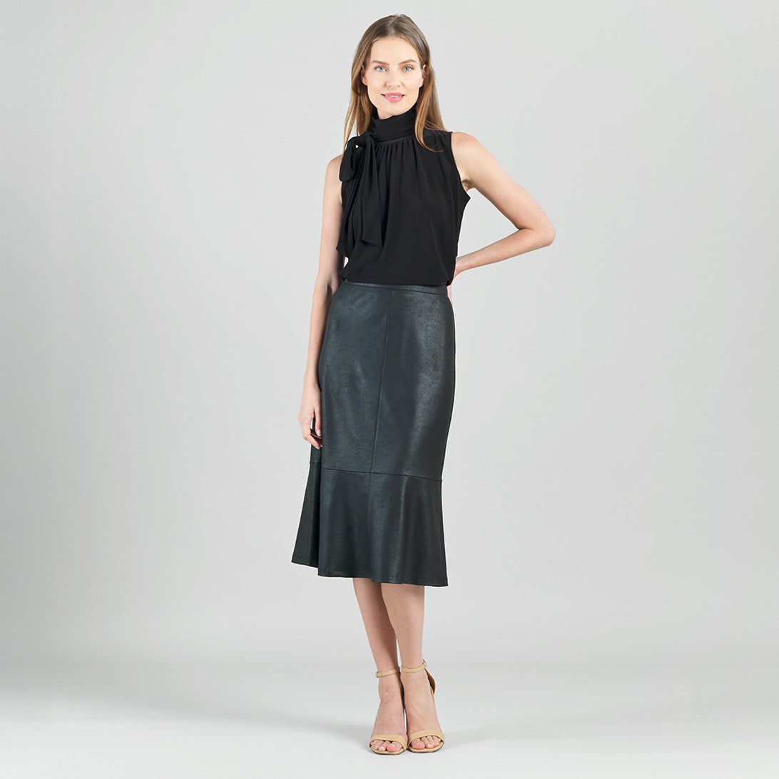 Liquid Leather™ Flounce Midi Skirt
