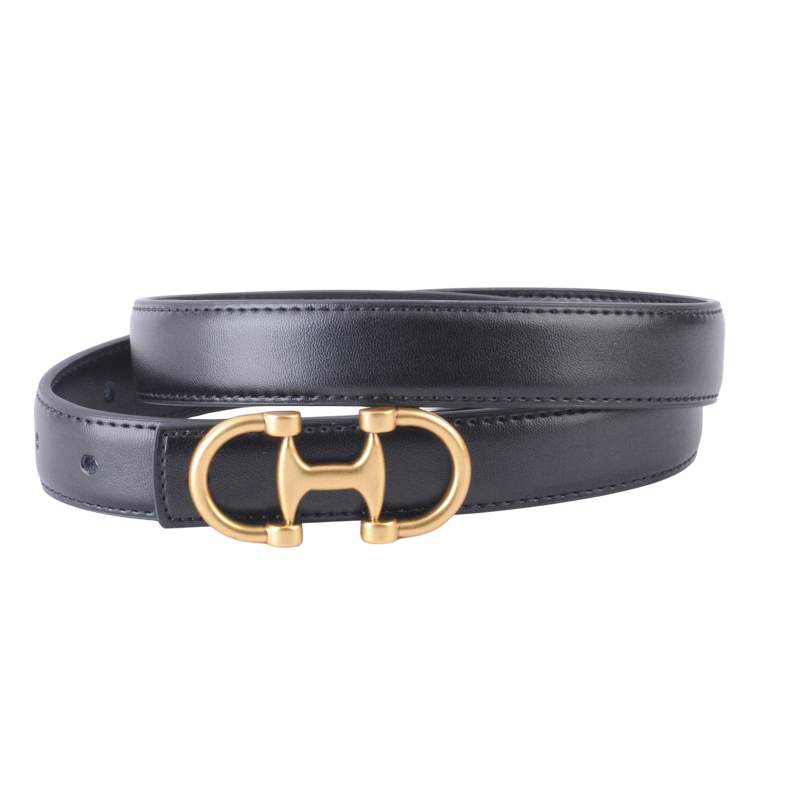 Stitched Clean Leather Belt with Horsebit Buckle