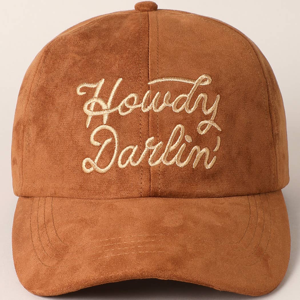 Howdy Darlin' Embroidery Suede Baseball Cap
