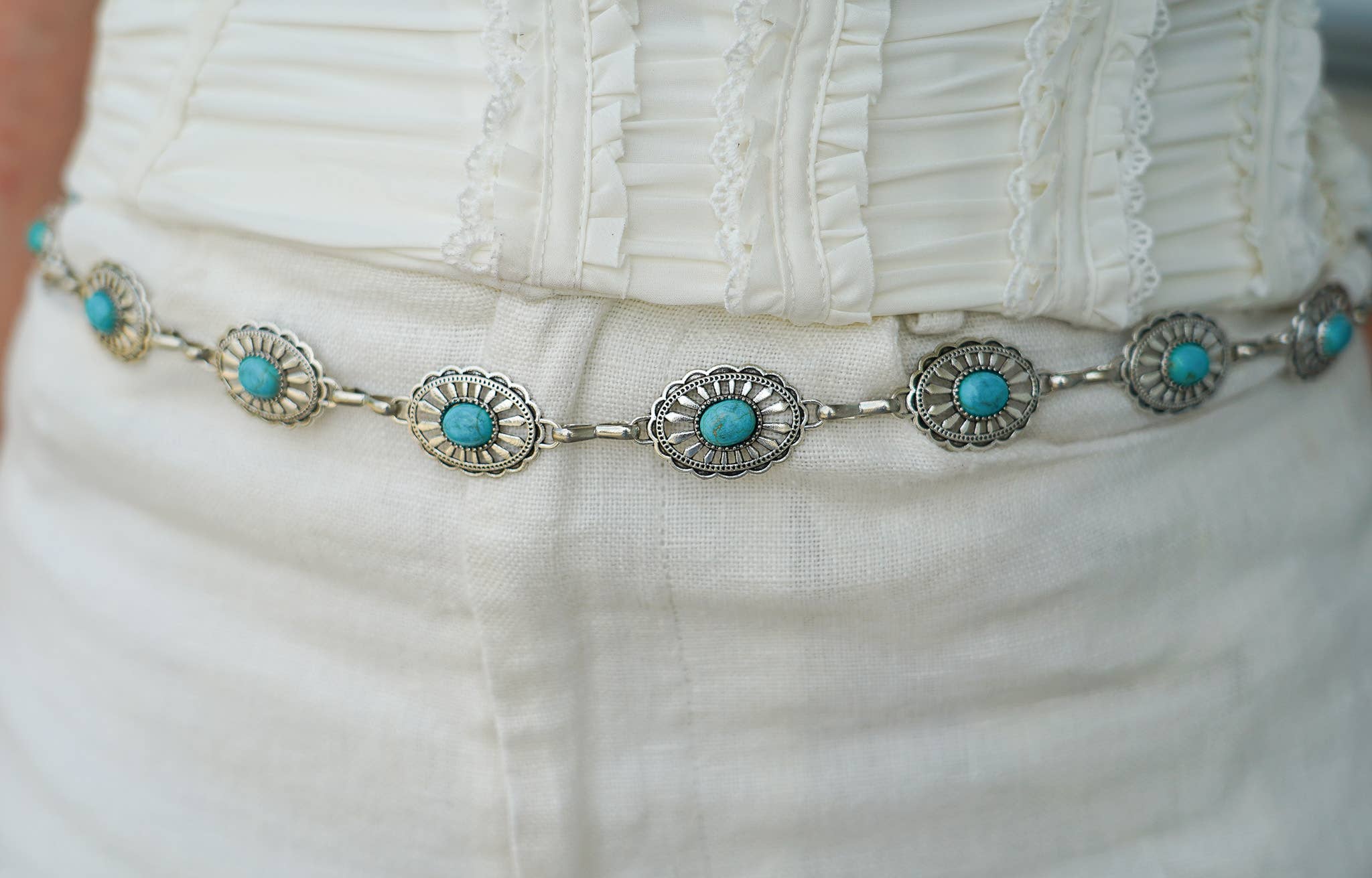 Small Concho Chain with Turquoise
