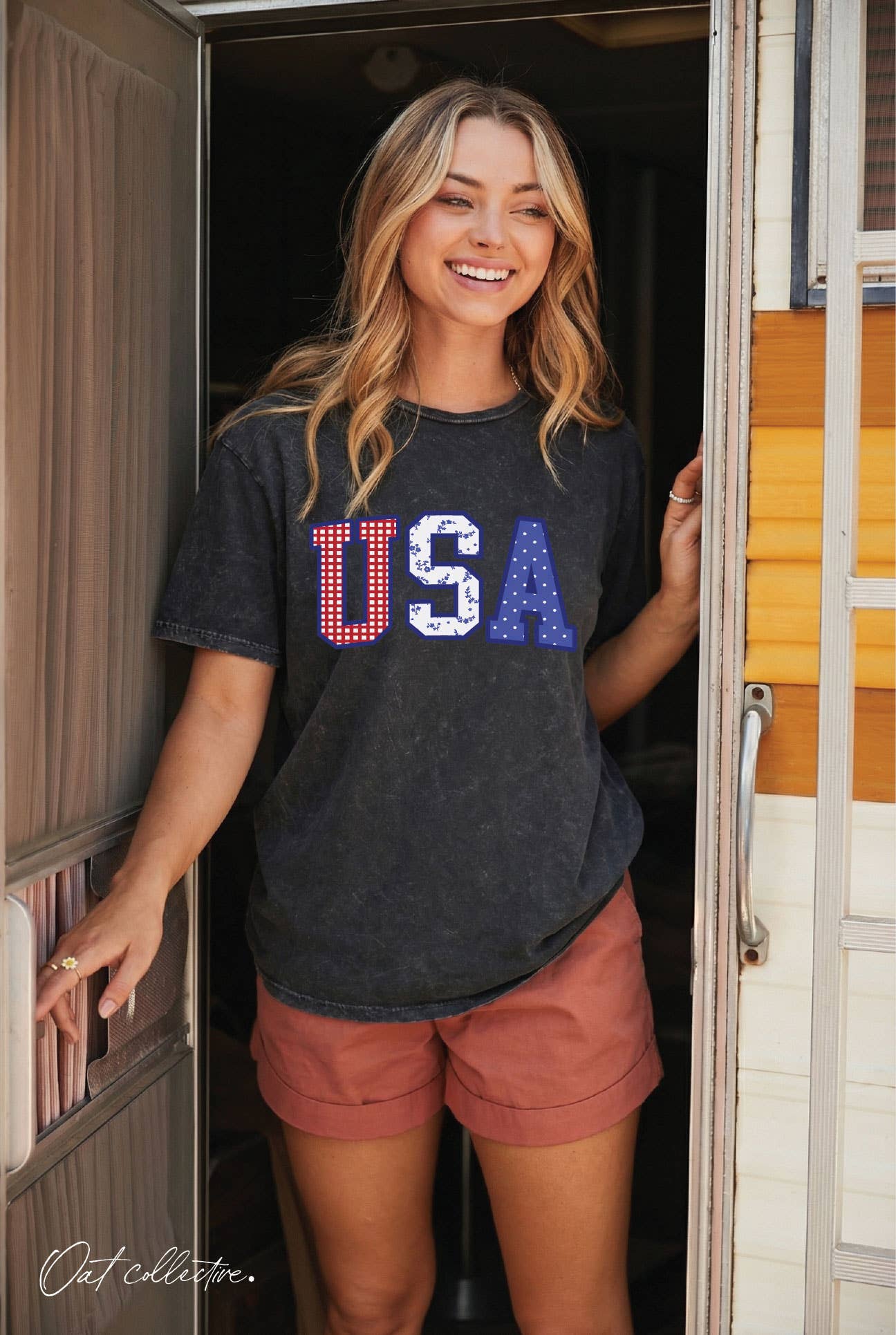 USA WITH PATTERN Top