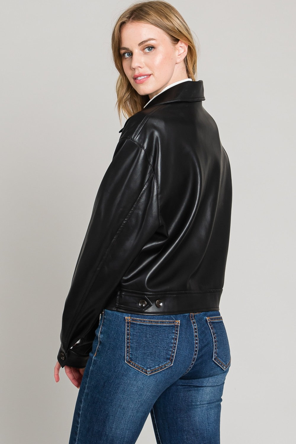 DONELLE PLEATHER JACKET