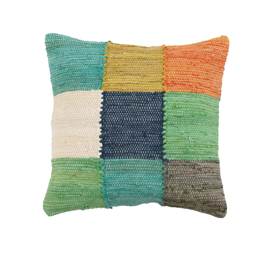 20" Woven Cotton Dhurrie Pillow