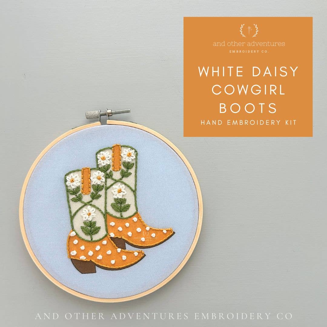Hand Embroidery Kit - Daisy Cowgirl Boots