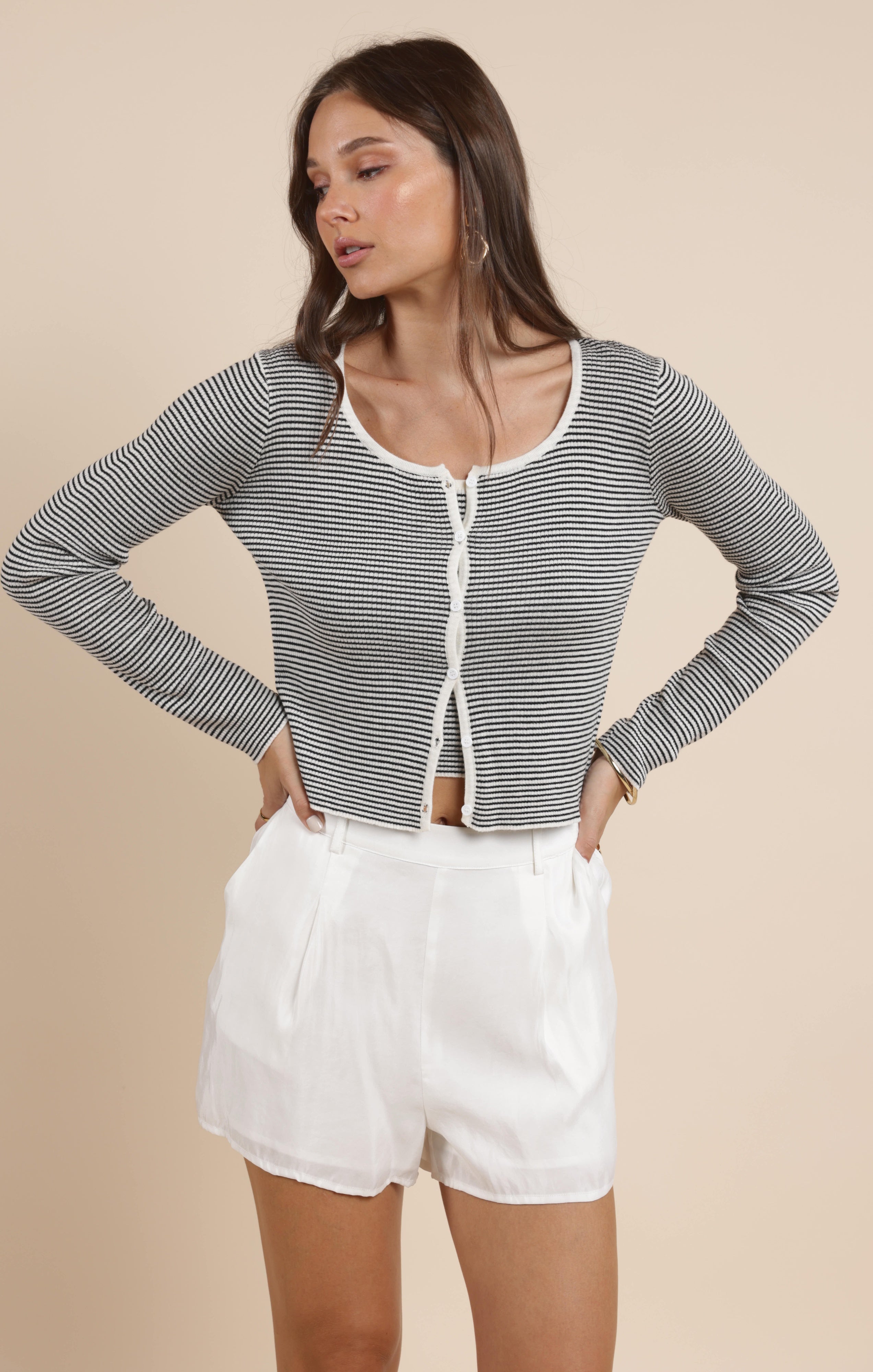 PREPSTER BUTTONED STRIPED CARDIGAN