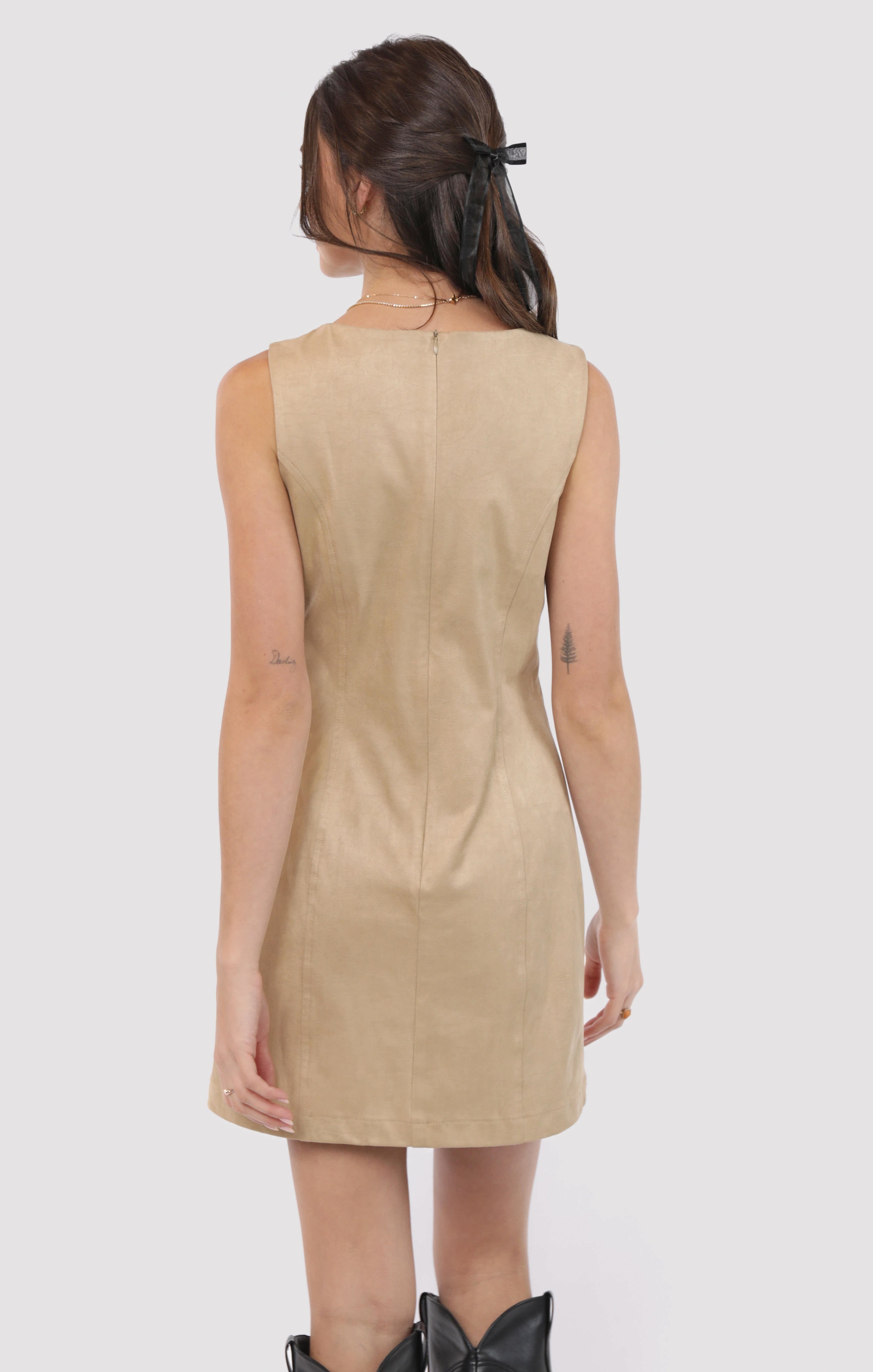 THE GROOVE FAUX SUEDE MOD MINI DRESS