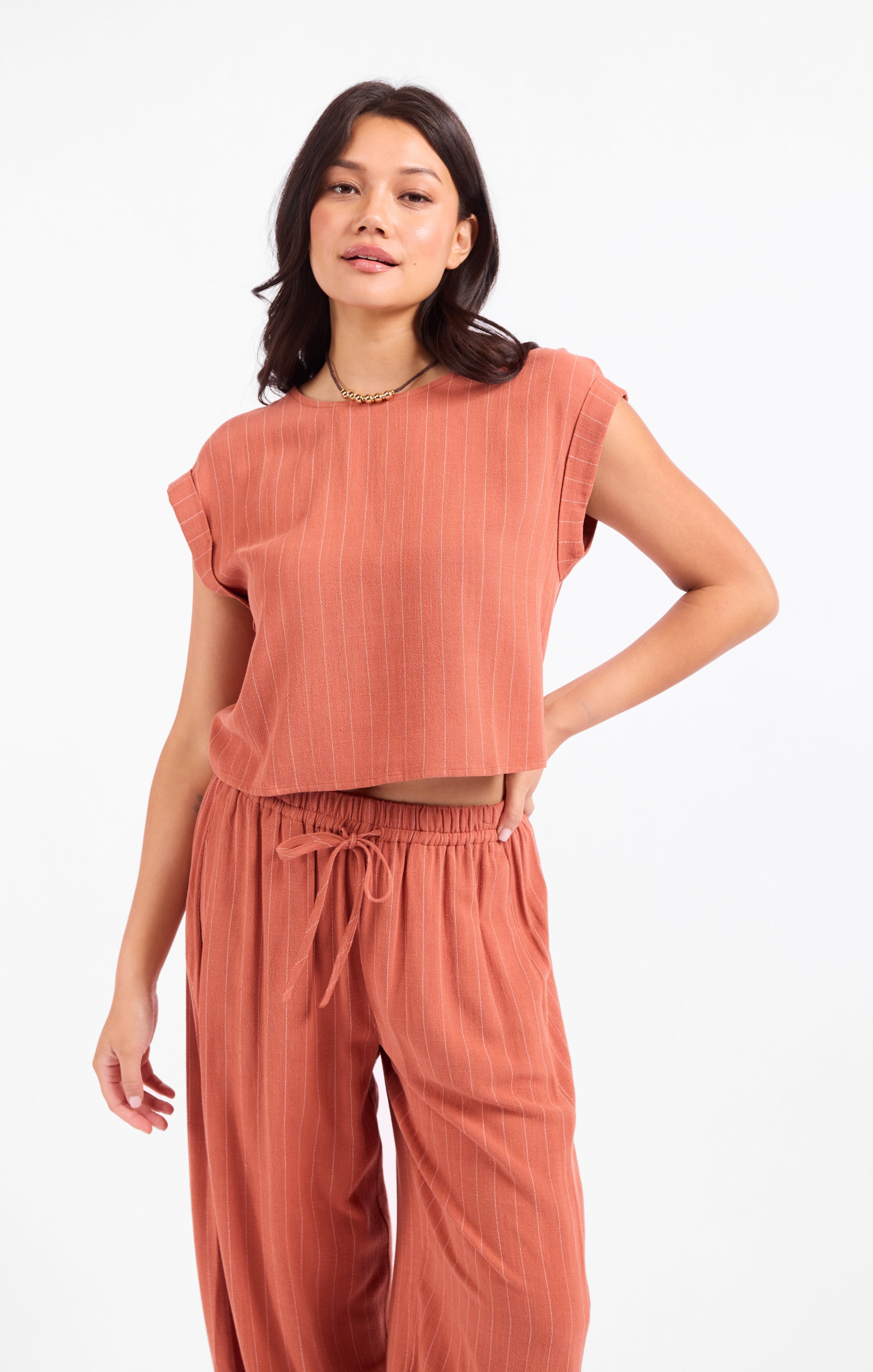 SUGARLOAF STRIPE CUFFED TOP