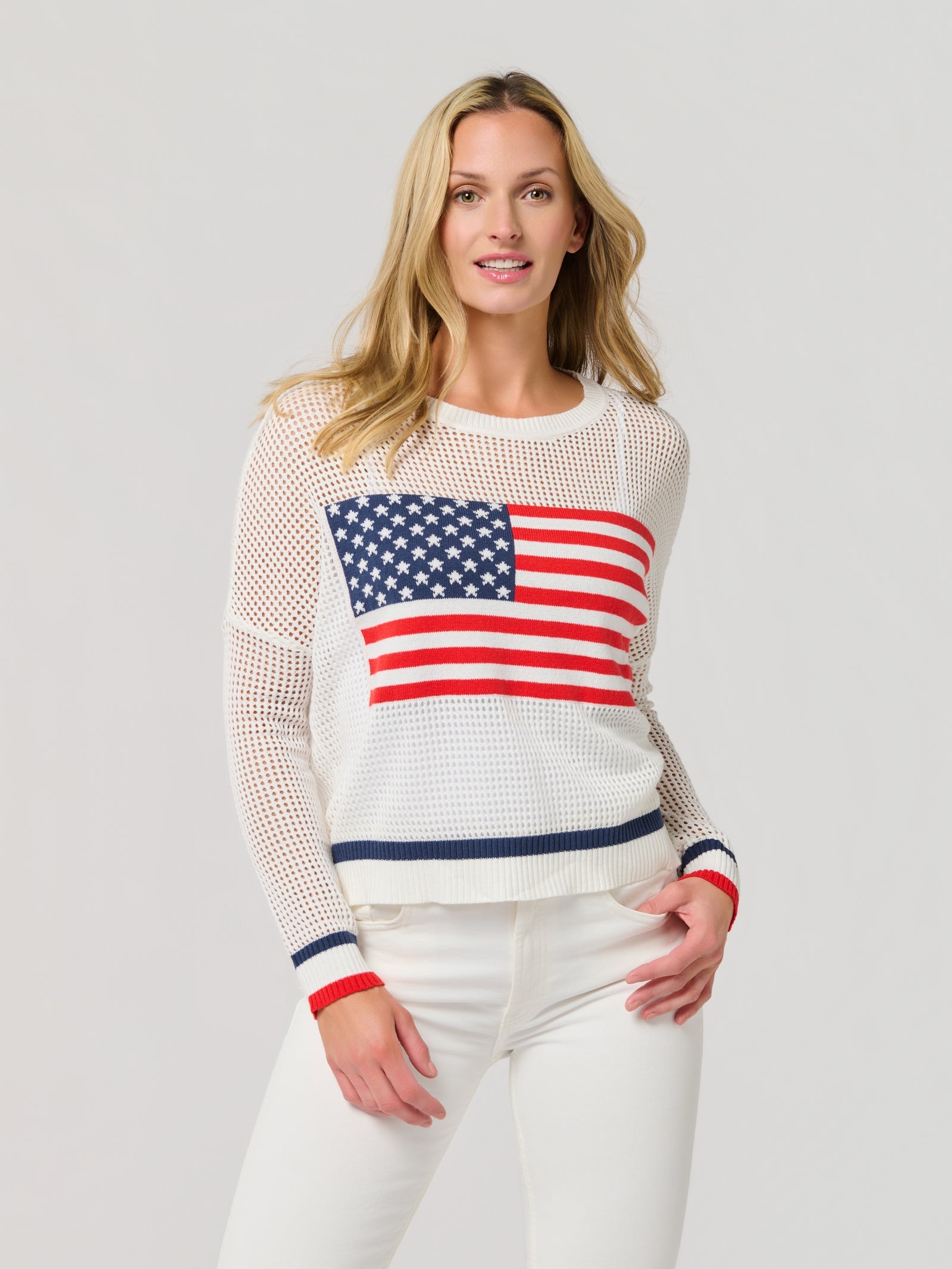 American Flag Mesh Sweater