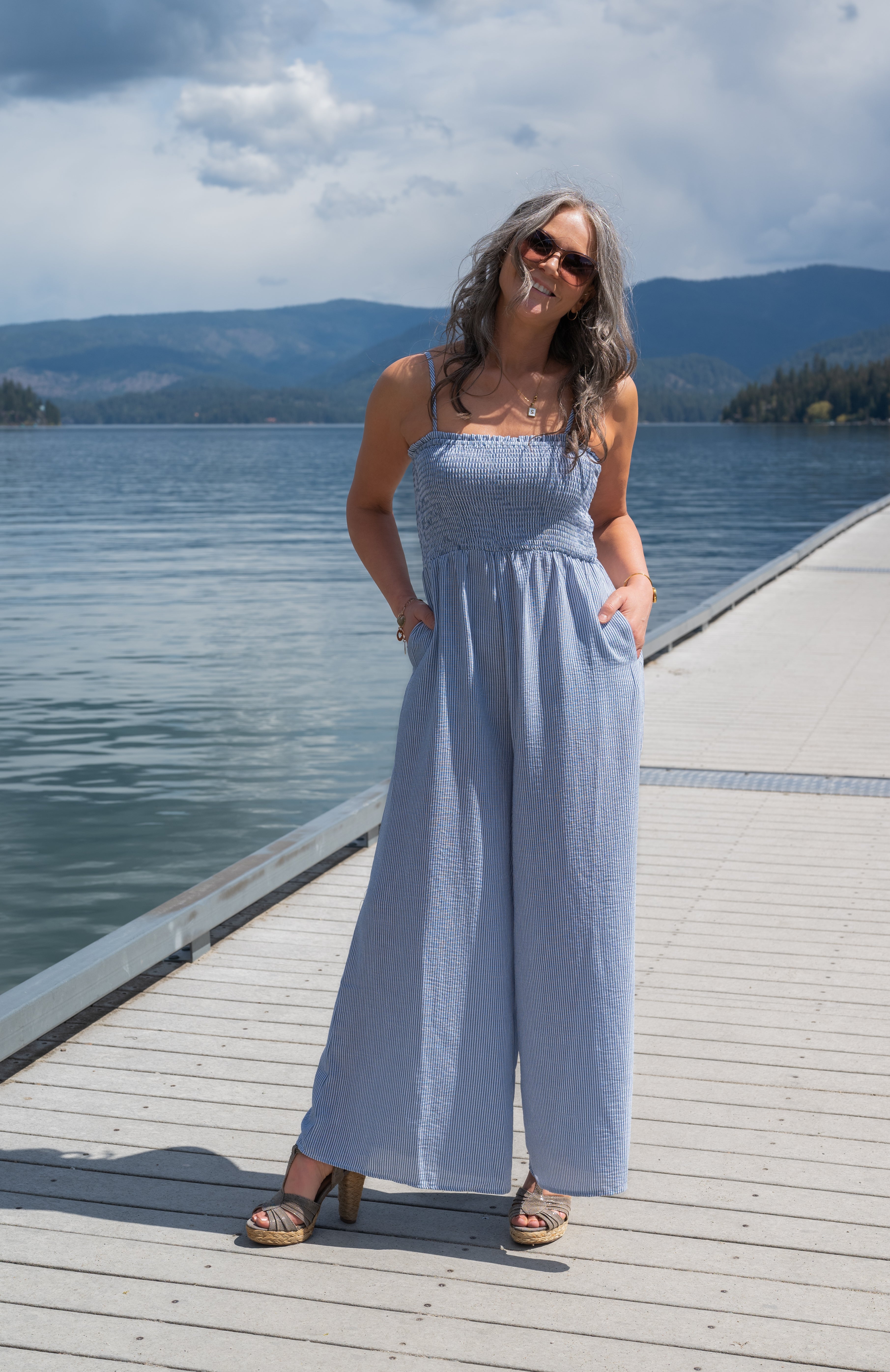 GARDEN SUN SMOCKED JUMPSUIT