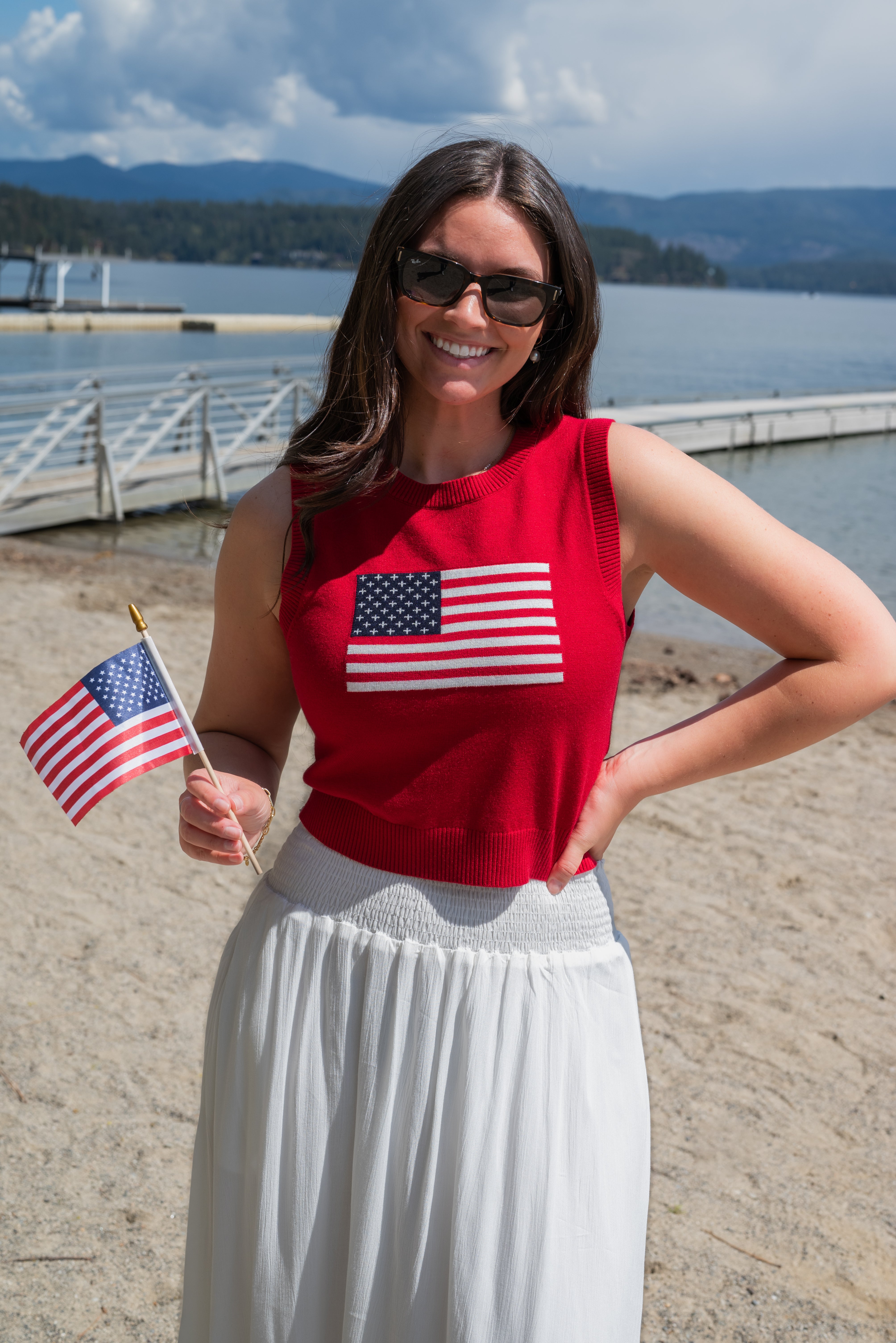 FLAG CROP SWEATER TANK