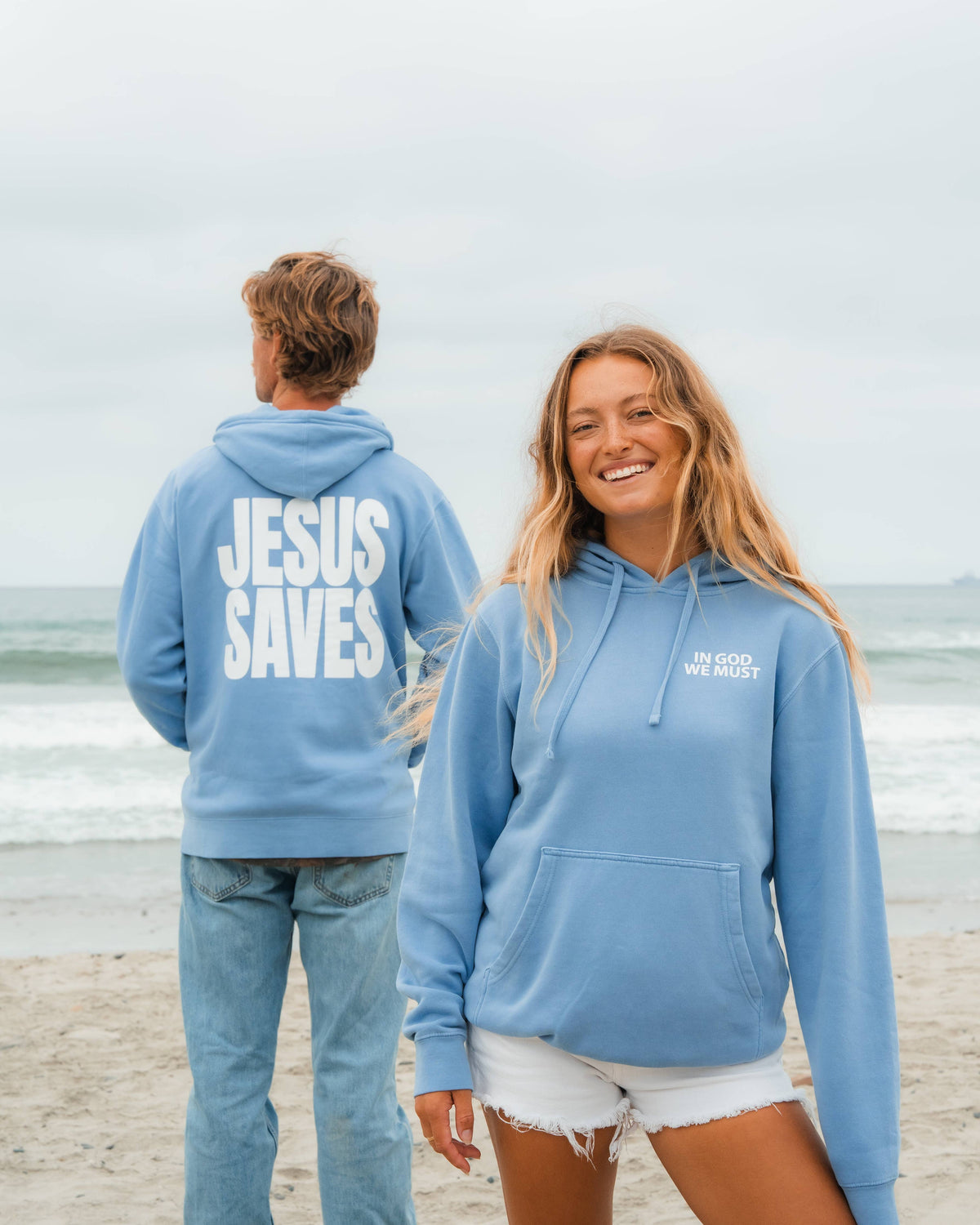 Jesus Saves Blue Hoodie
