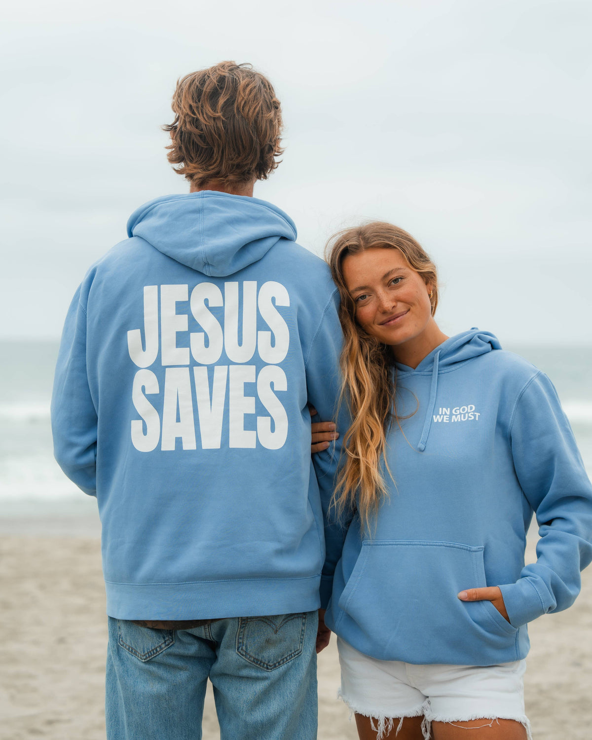 Jesus Saves Blue Hoodie