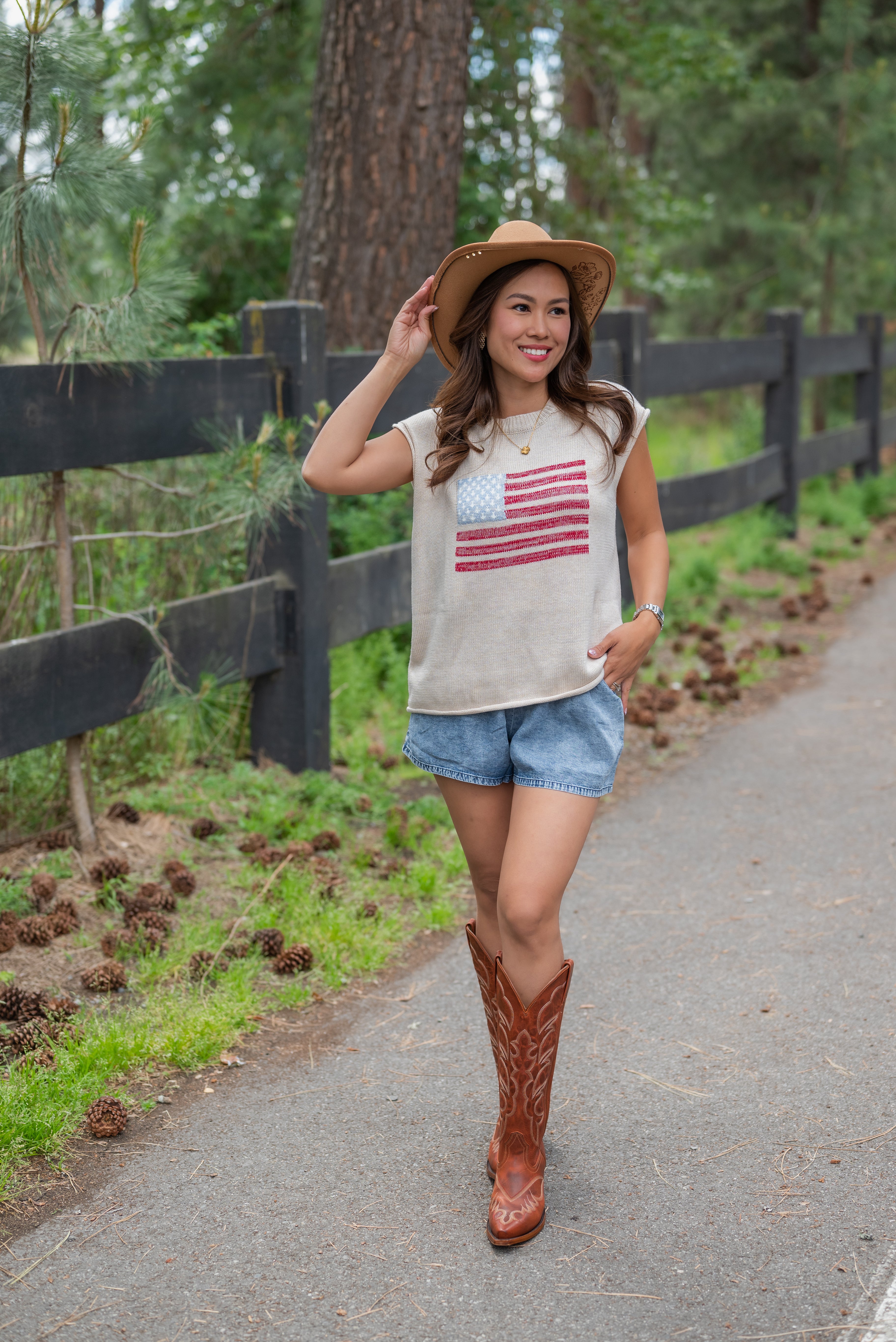 USA FLAG SS SWEATER
