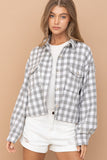 LACY GINGHAM CROP SHIRT