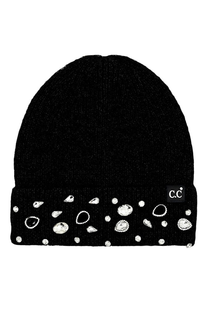 Rhinestone Charm Beanie