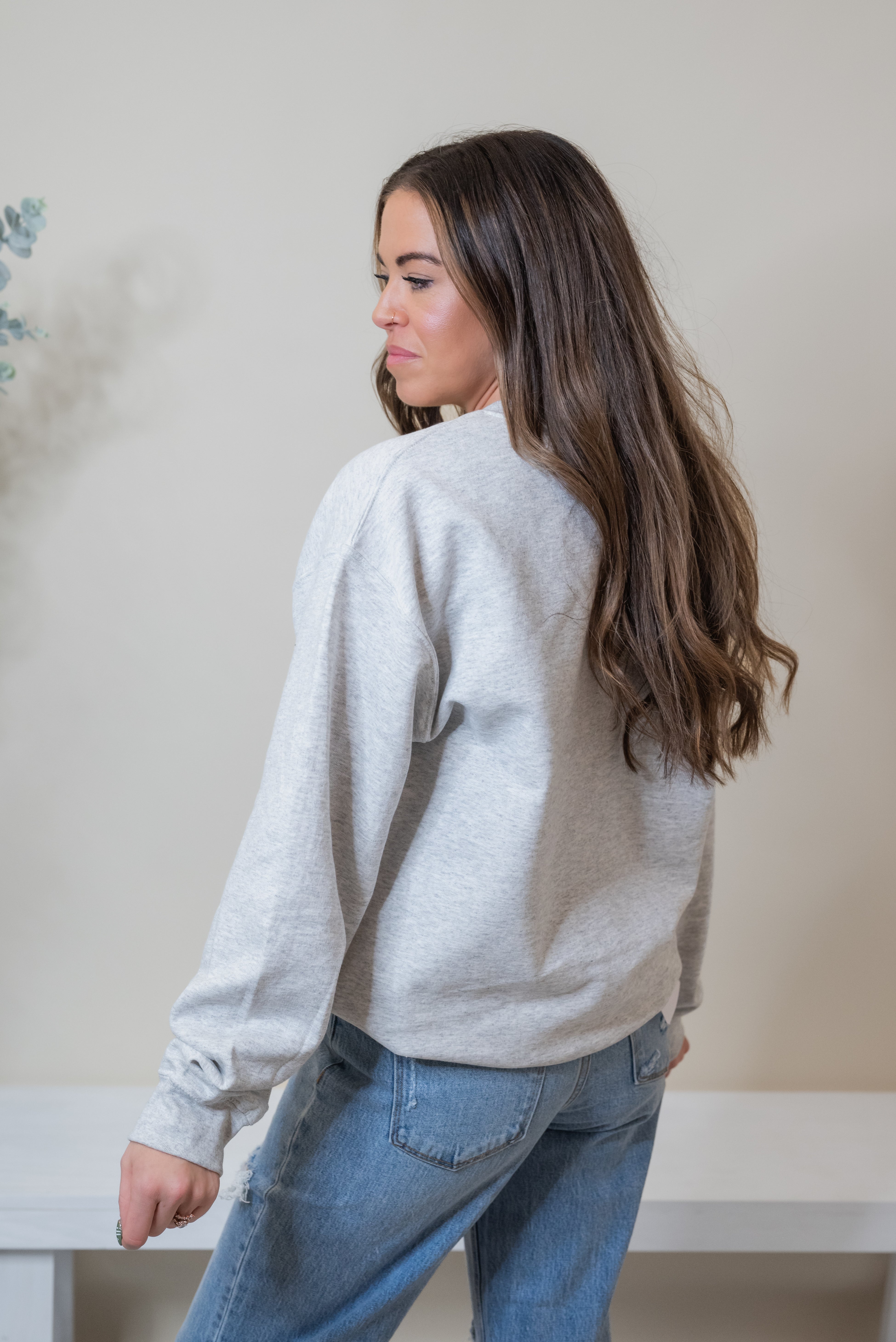 MAKE HEAVEN CROWDED Embroidered Fleece Sweatshirt