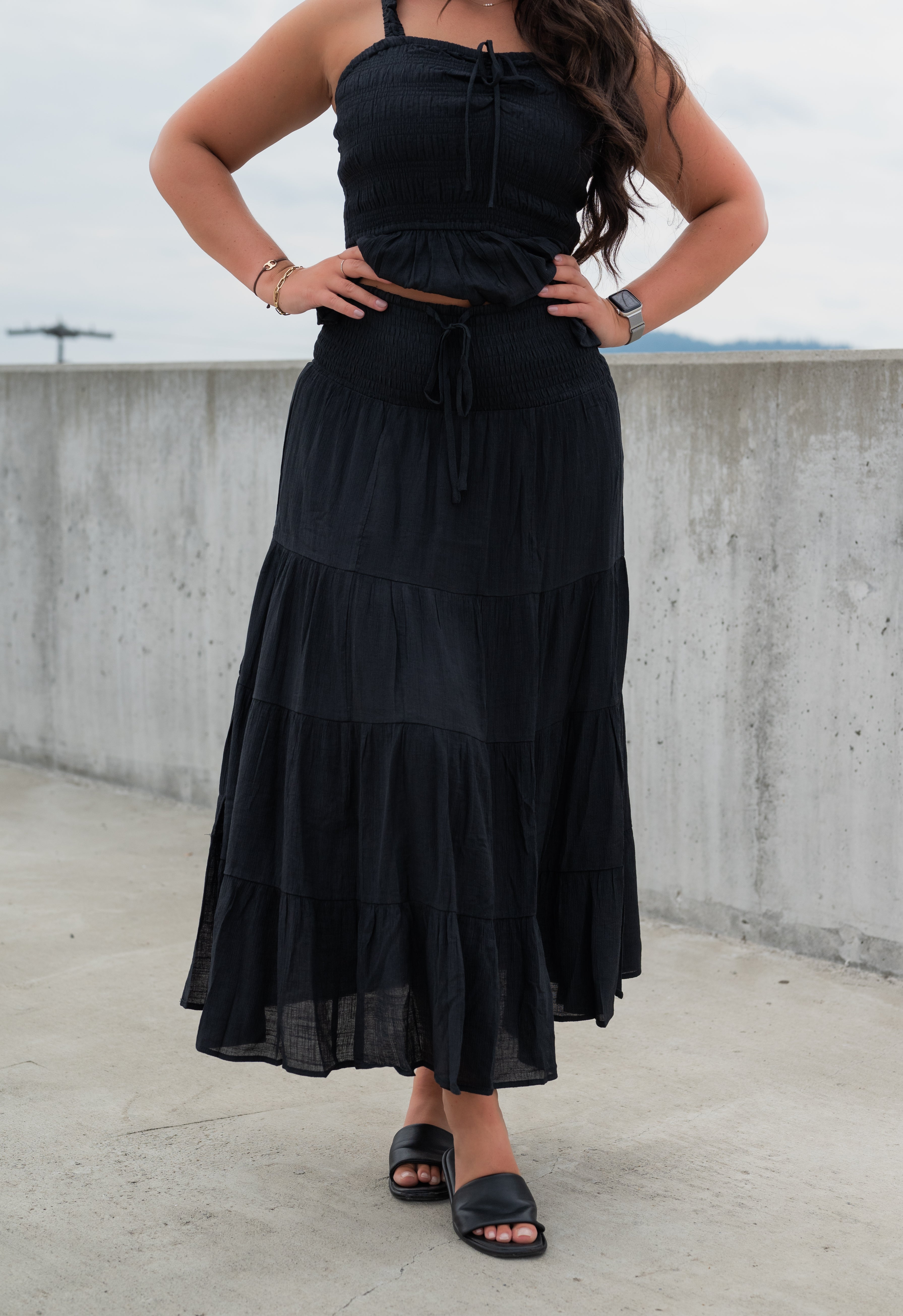 RITA TIERED MIDI SKIRT