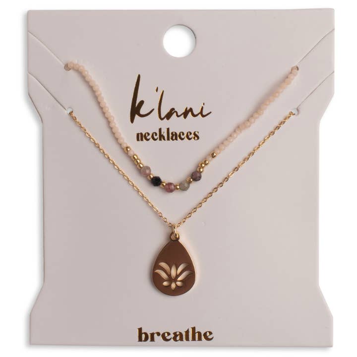 "Breathe" Gold Lotus Necklace Set
