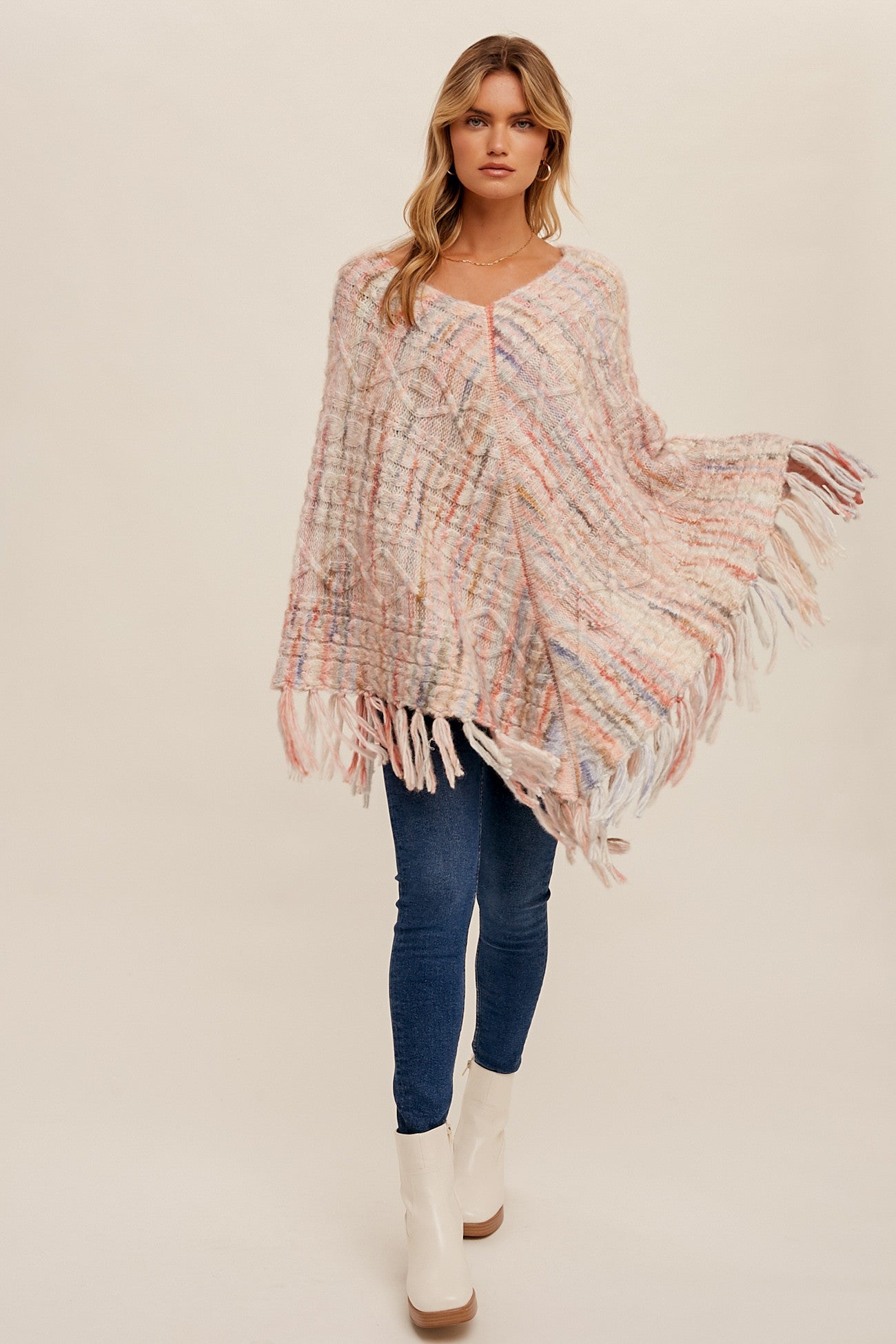 MCKAYLA CABLE KNIT CAPE