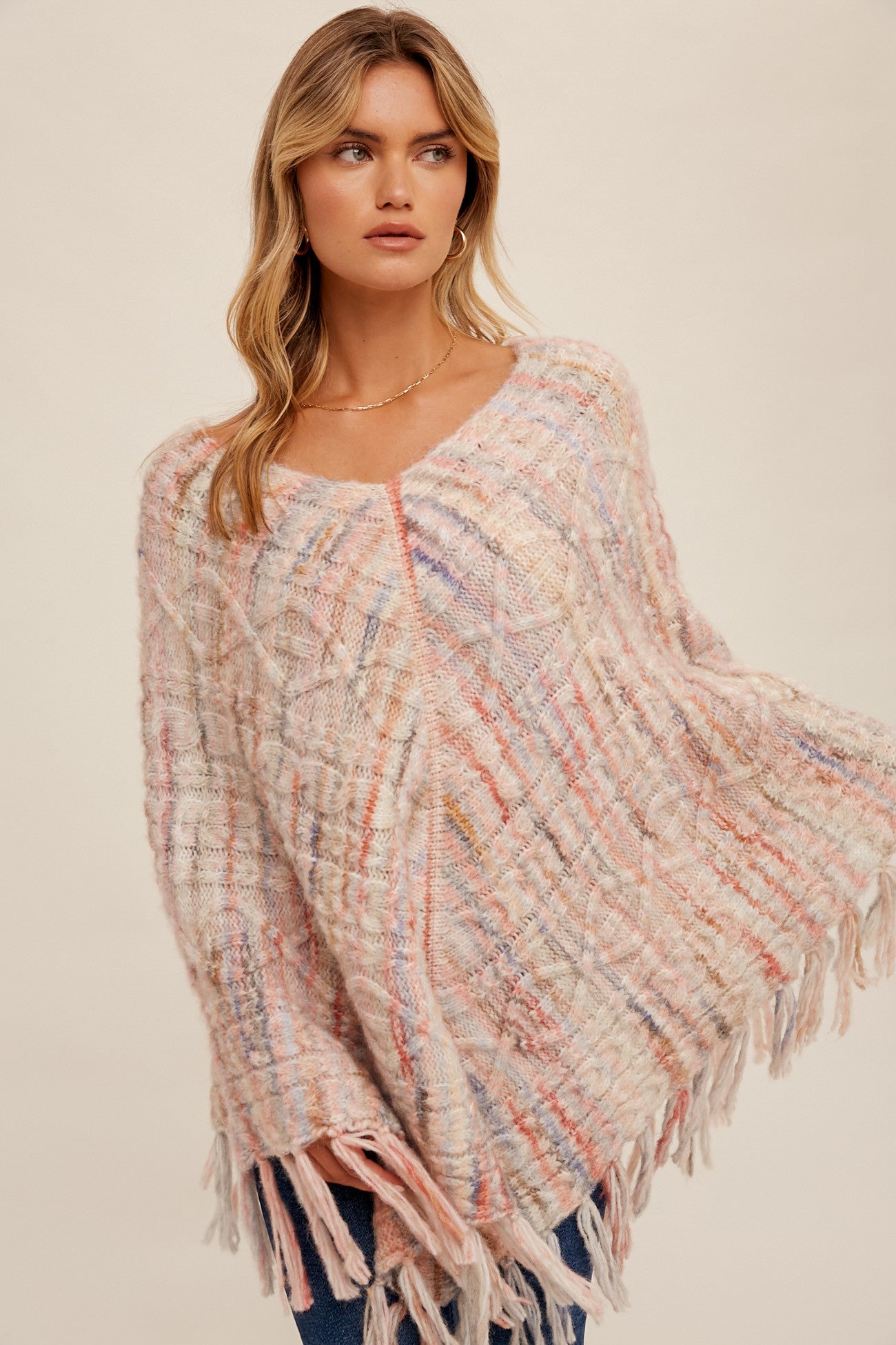 MCKAYLA CABLE KNIT CAPE