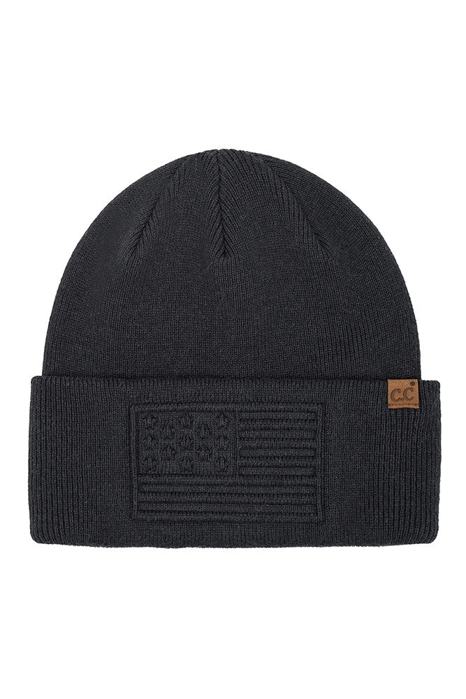 Emboss American Flag Beanie Winter Hat