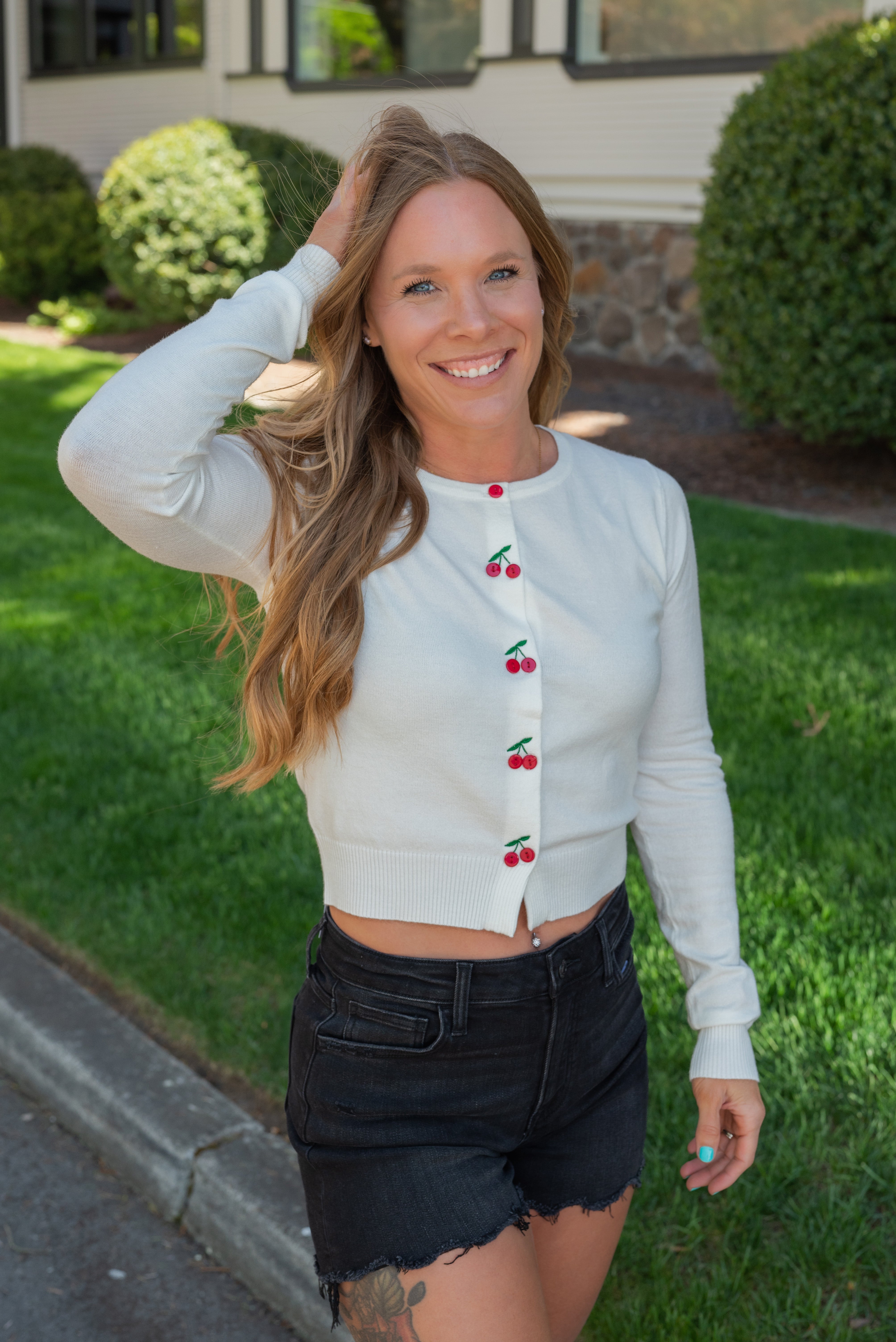 LIVIA TOP W/ CHERRY BUTTONS