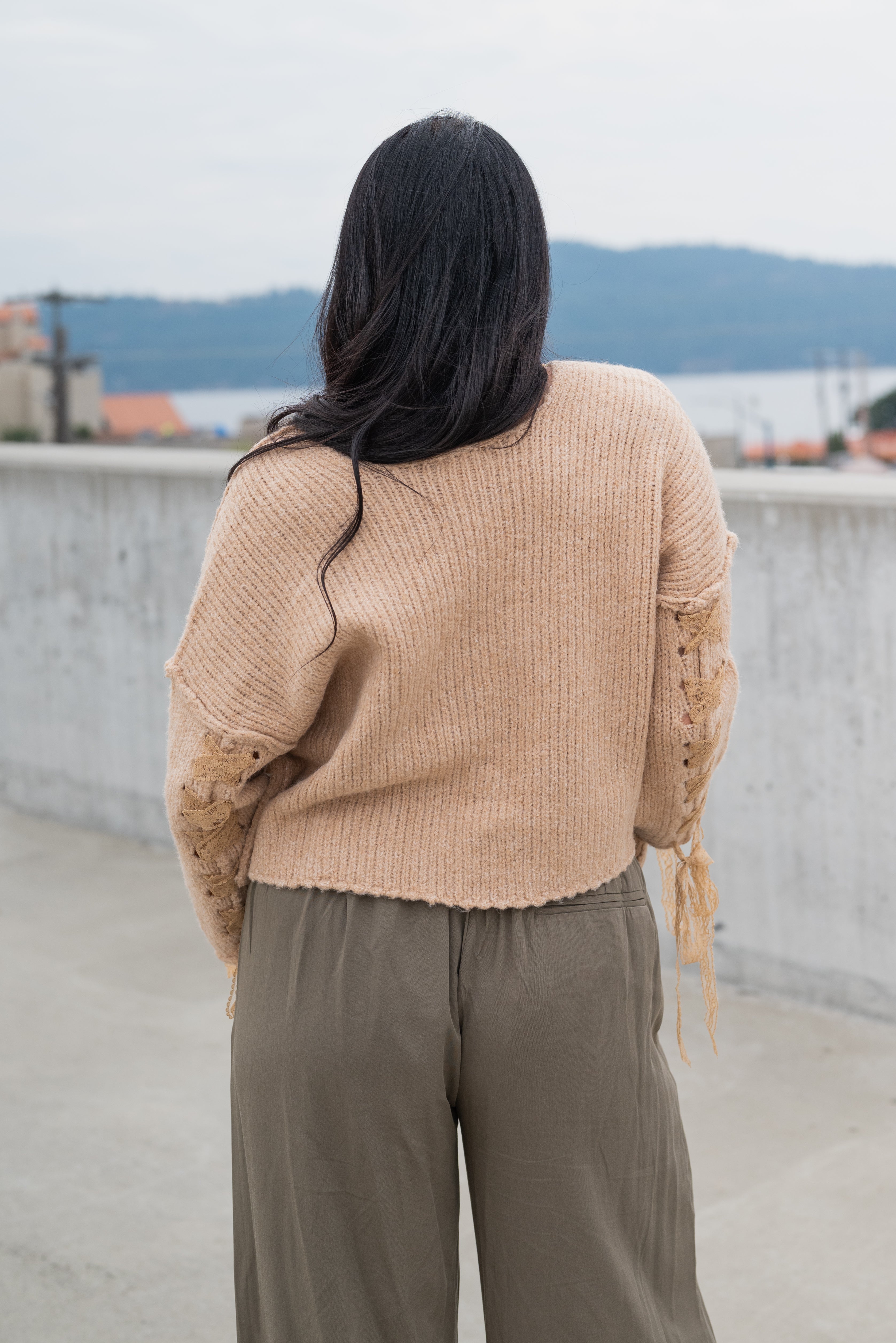 EMILEE LACE-UP SWEATER