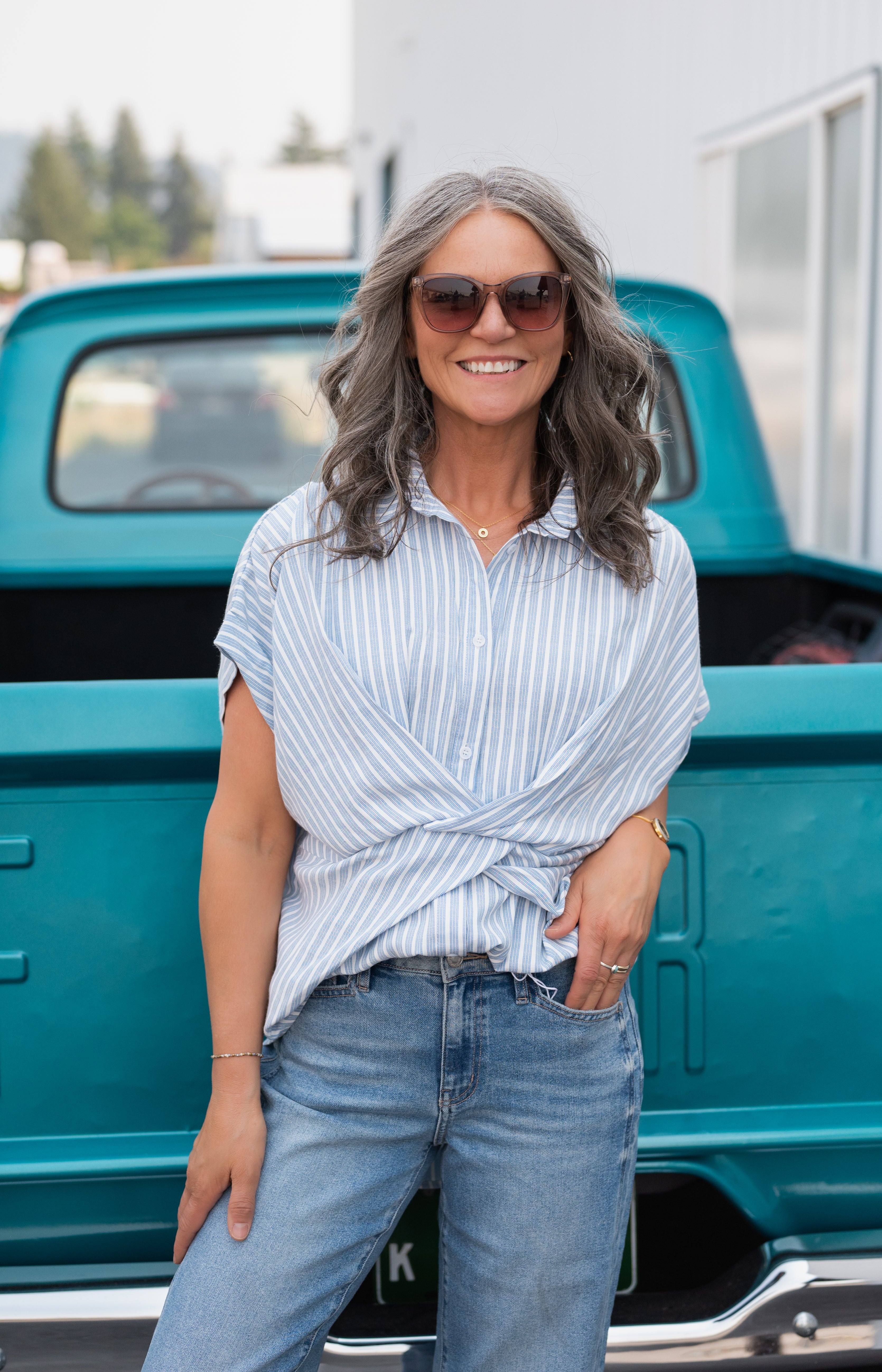 OXANA STRIPE TWIST TOP