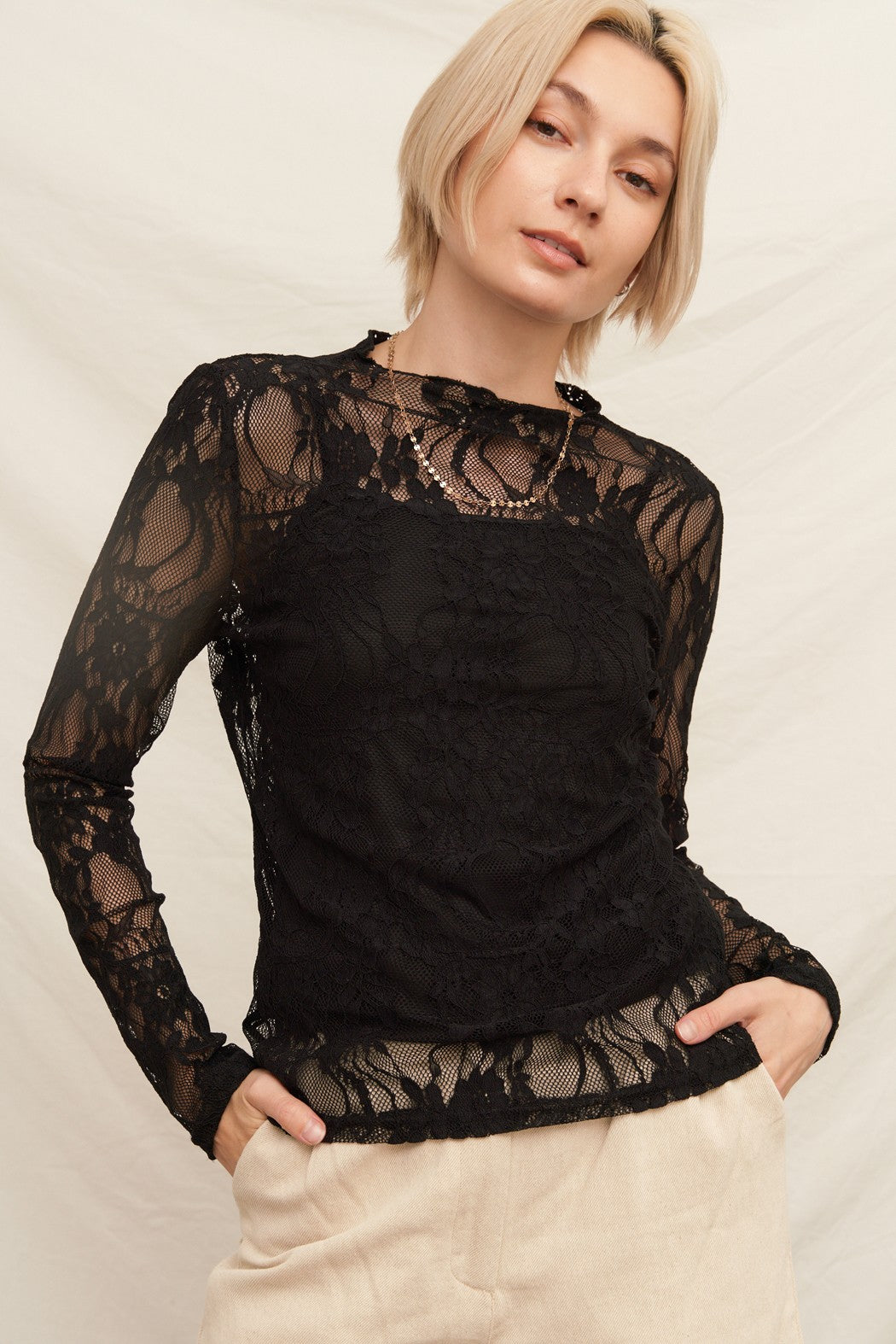 SHYLA LACE LS TOP