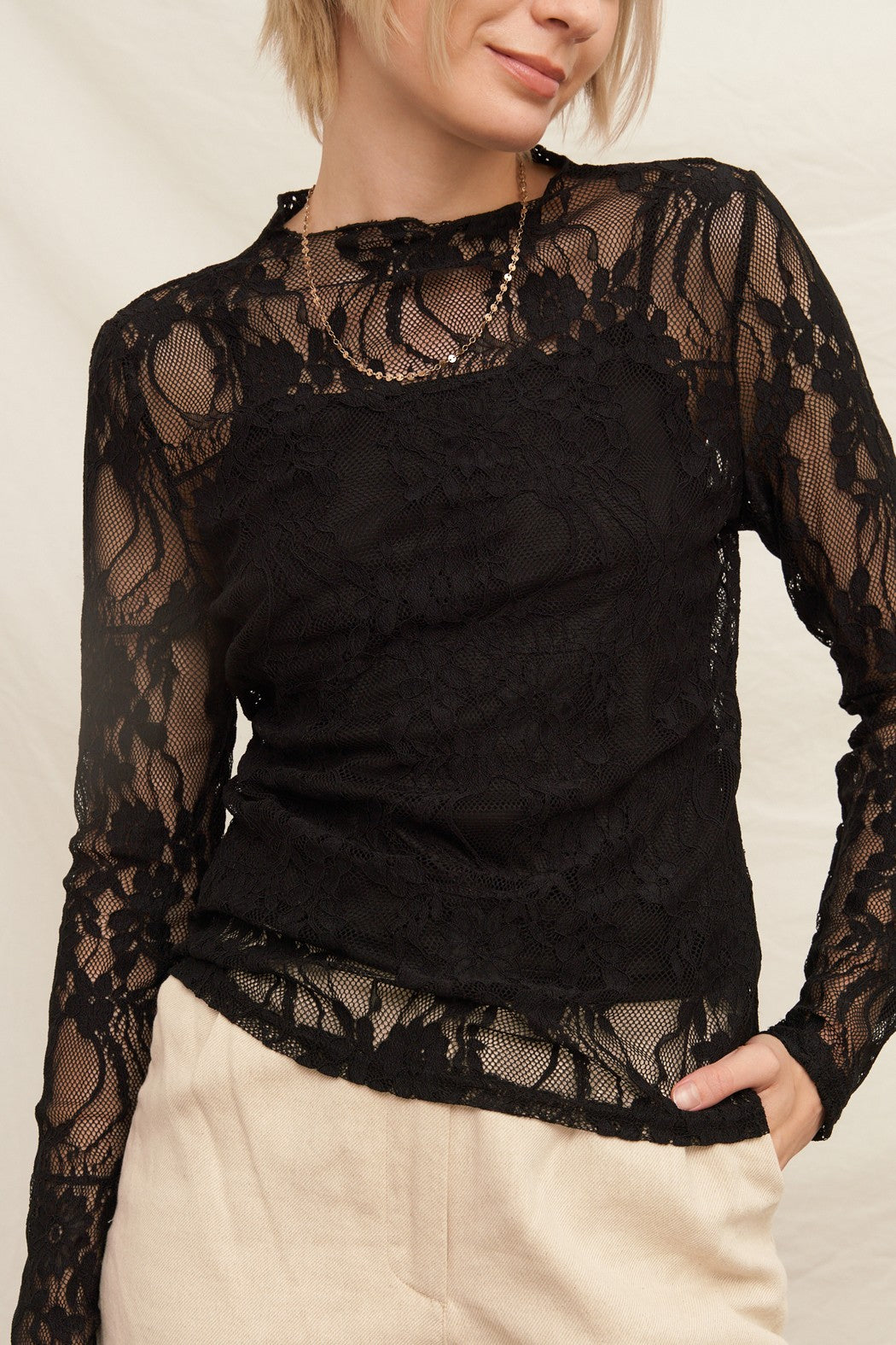 SHYLA LACE LS TOP