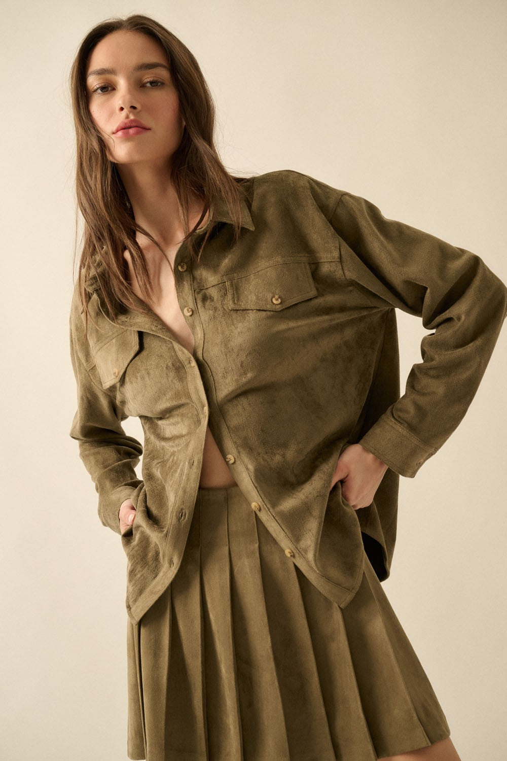 GREER FAUX SUEDE SHIRT