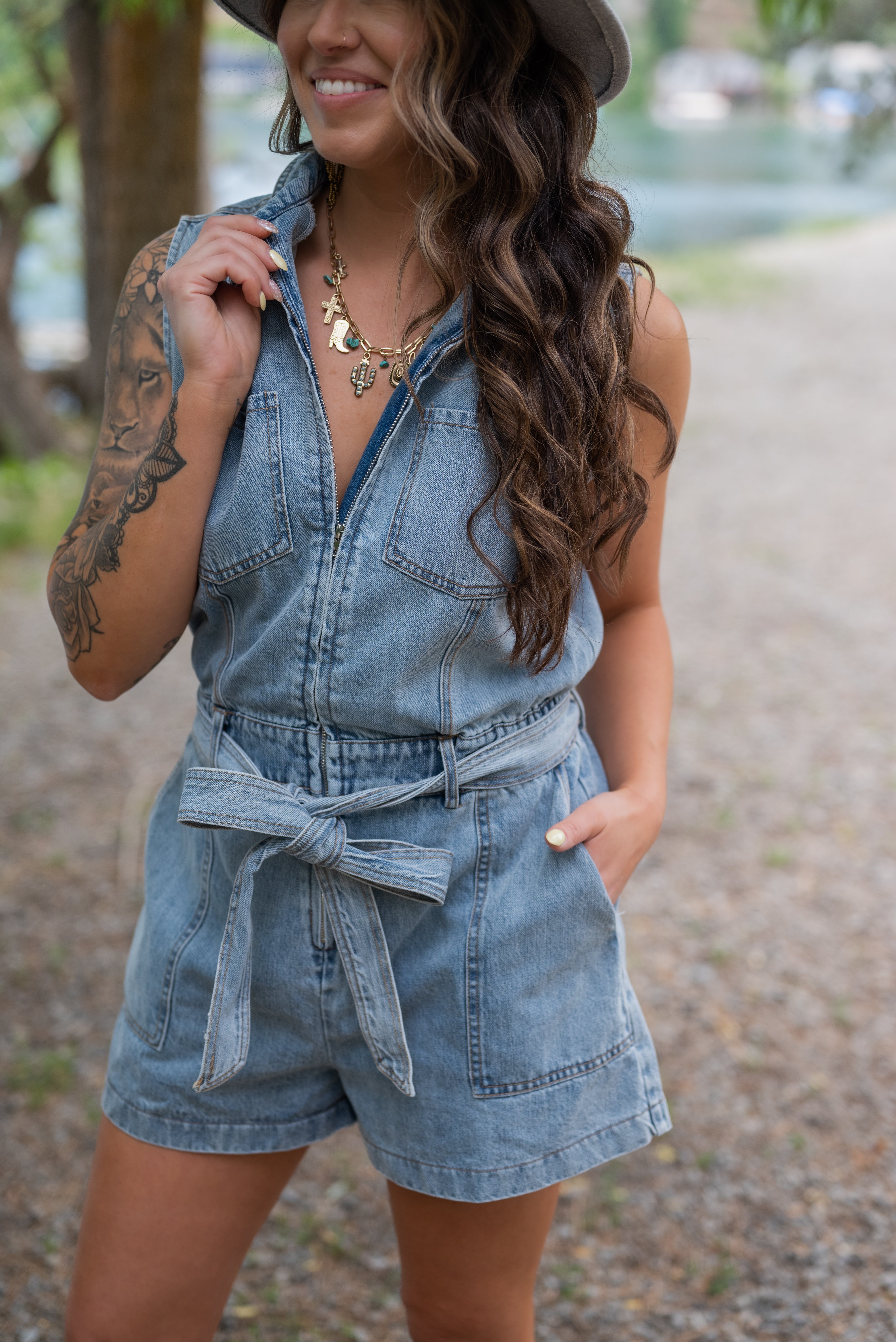 GWEN DENIM ROMPER