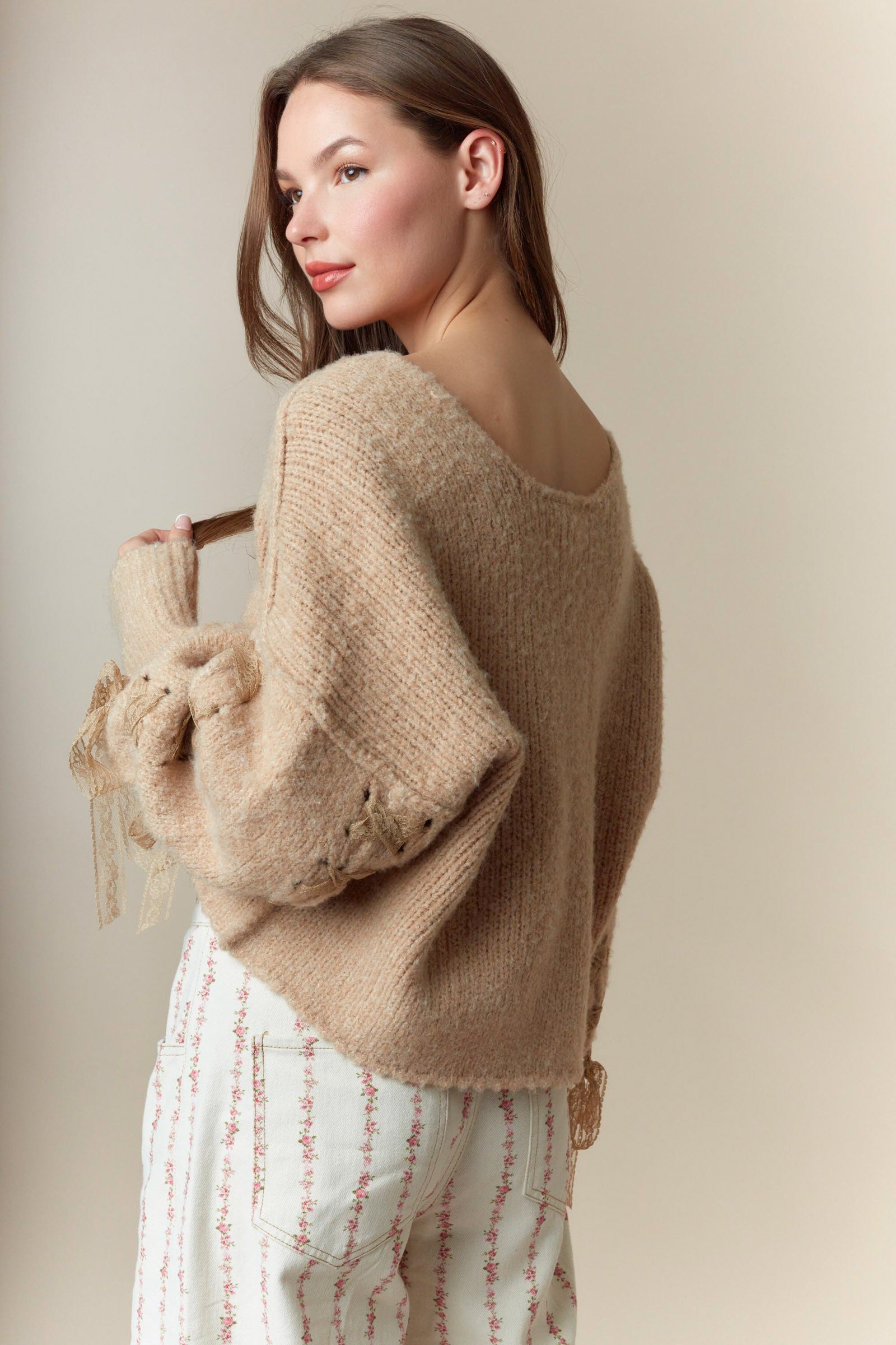 EMILEE LACE-UP SWEATER