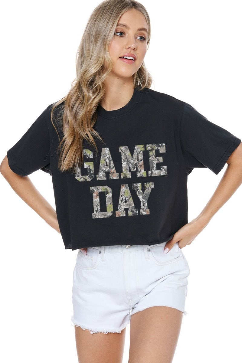Game Day Leaf Camo Top