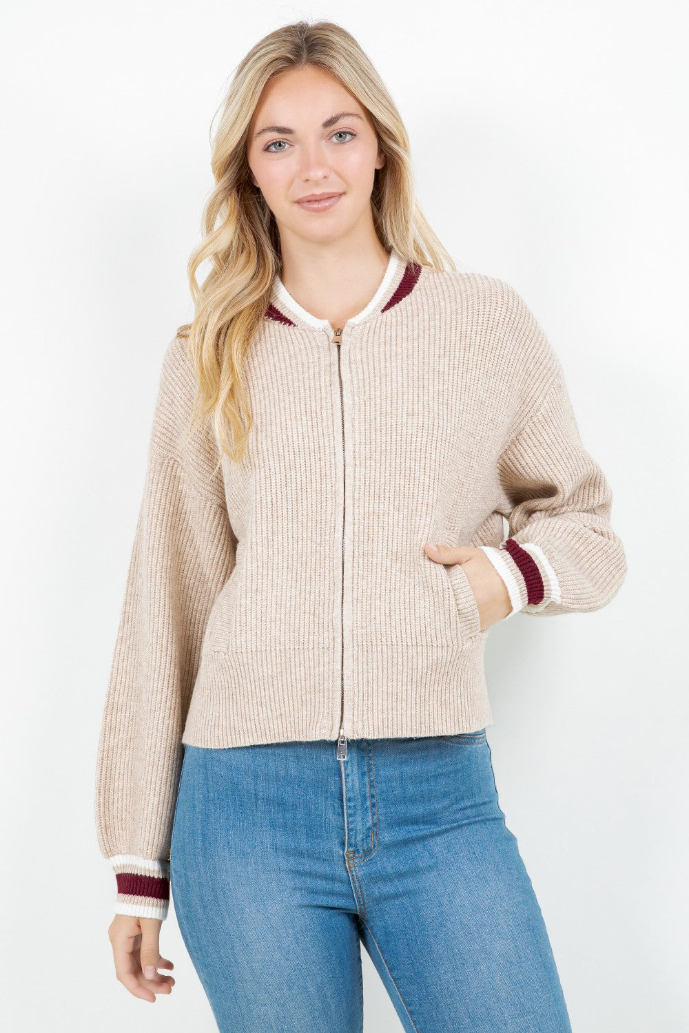 Varsity Zip-up Cardigan