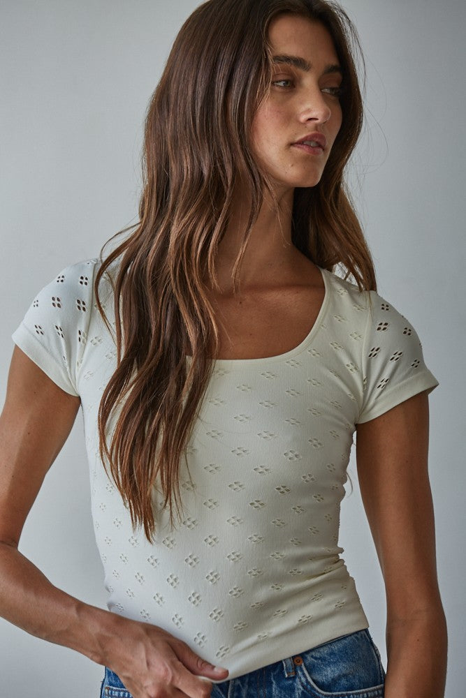 Fitted Eyelet Tee