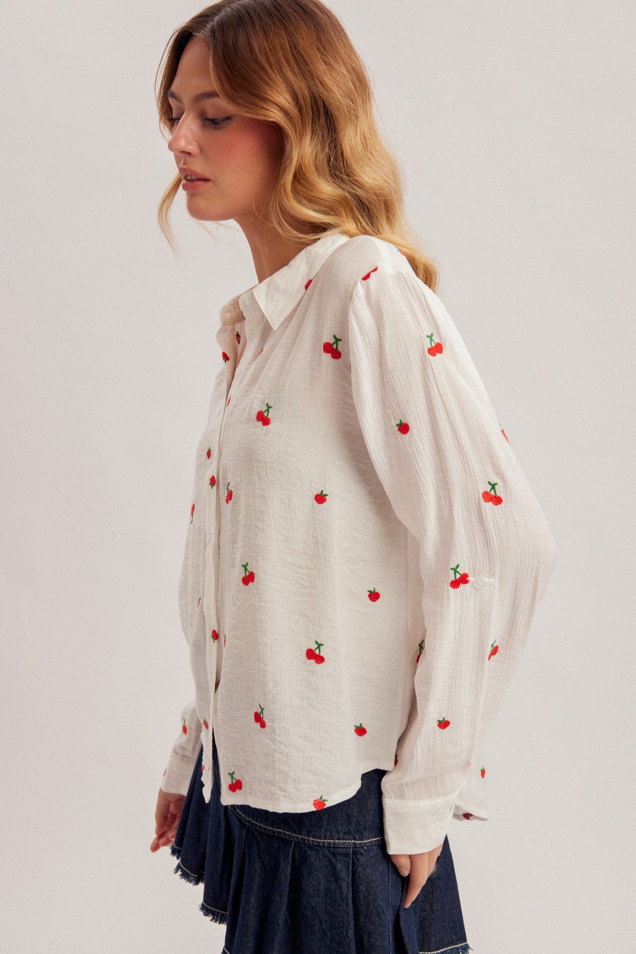 CHERRY BUTTON DOWN SHIRT