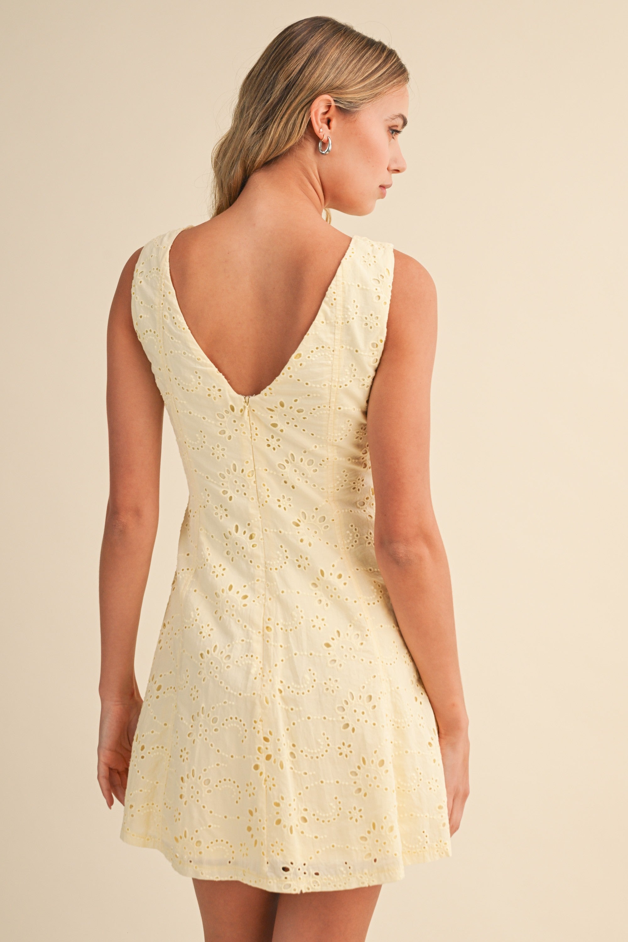 JANE EYELET MINI DRESS
