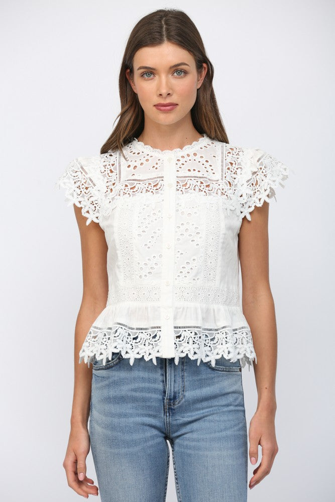 HAZEL LACE PEPLUM BLOUSE